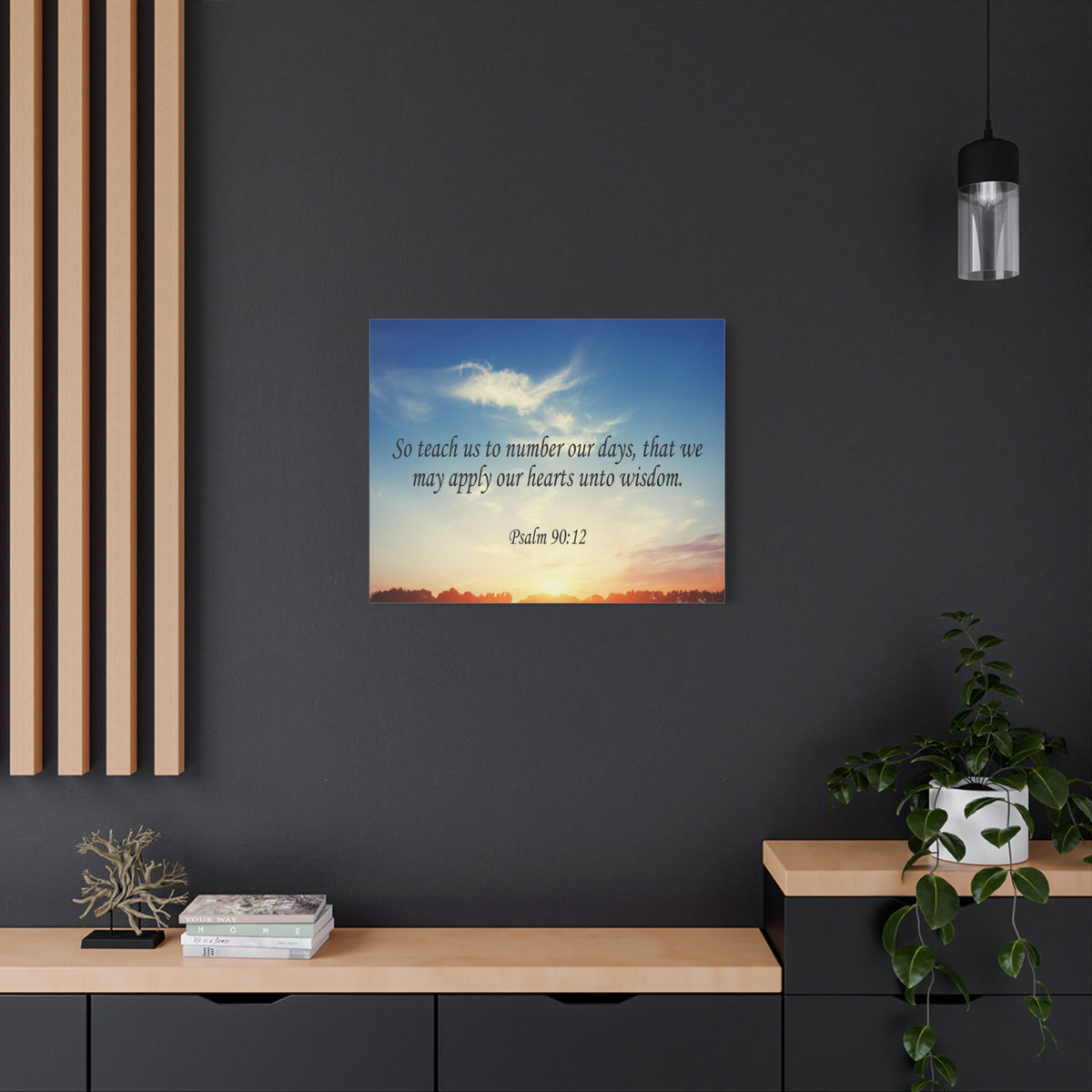 Scripture Canvas Hearts Unto Wisdom Psalm 90:12 Christian Wall Art Bible Verse Print Ready to Hang-Express Your Love Gifts