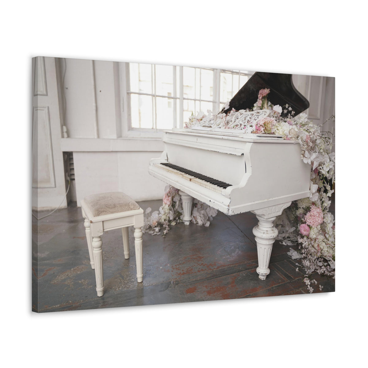 Piano with Flowers Music Lover's Delight Piano Keyboard Canvas Wall Art for Home Decor Ready-to-Hang-Express Your Love Gifts