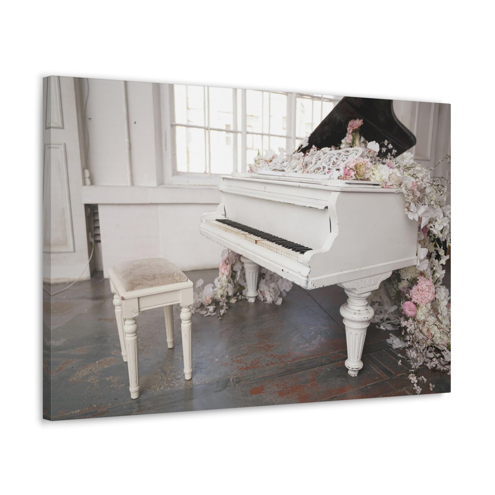 Piano with Flowers Music Lover's Delight Piano Keyboard Canvas Wall Art for Home Decor Ready-to-Hang-Express Your Love Gifts