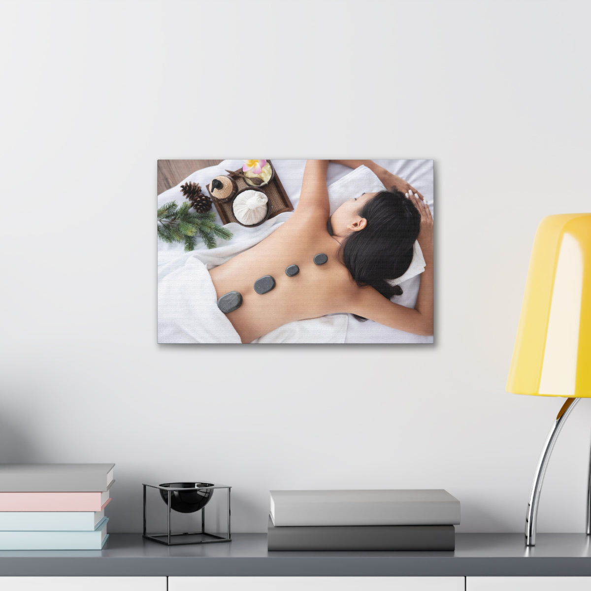 Rock Therapy Massage Forest Floral Nature Photography Canvas Wall Art for Home Decor Ready-to-Hang-Express Your Love Gifts