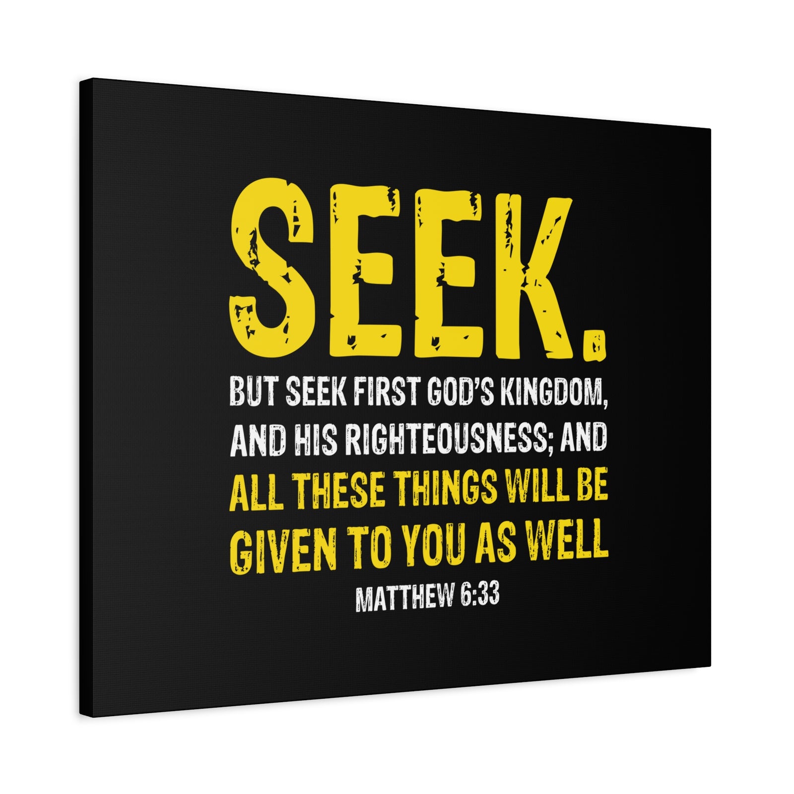 Scripture Walls Matthew 6:33 His Righteousness Yellow Black Christian Wall Art Bible Verse Print Ready to Hang-Express Your Love Gifts