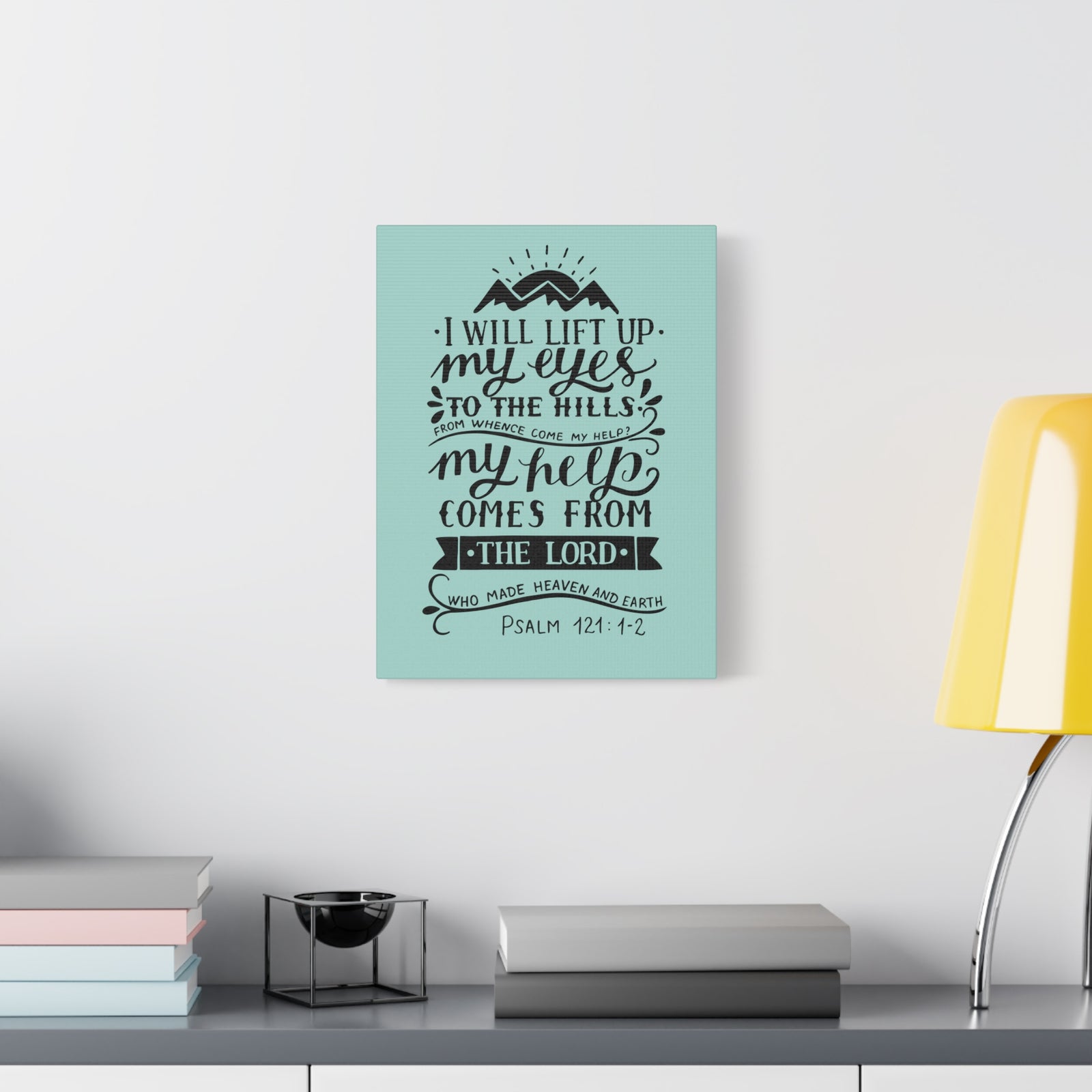 Scripture Canvas I Will Lift Up Psalm 121:1-2 Christian Wall Art Bible Verse Print Ready To Hang-Express Your Love Gifts