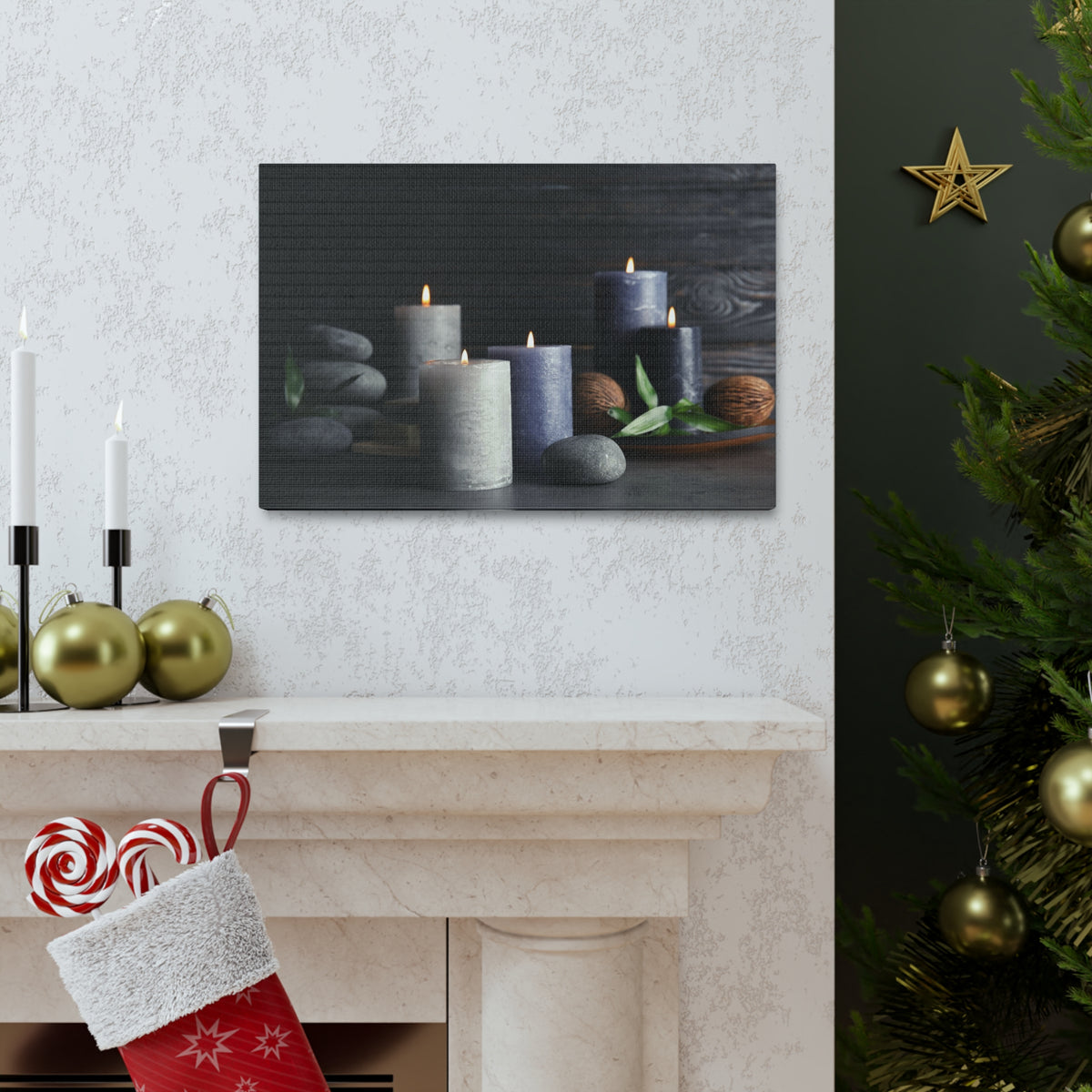 Candles on Table Forest Floral Nature Photography Canvas Wall Art for Home Decor Ready-to-Hang-Express Your Love Gifts