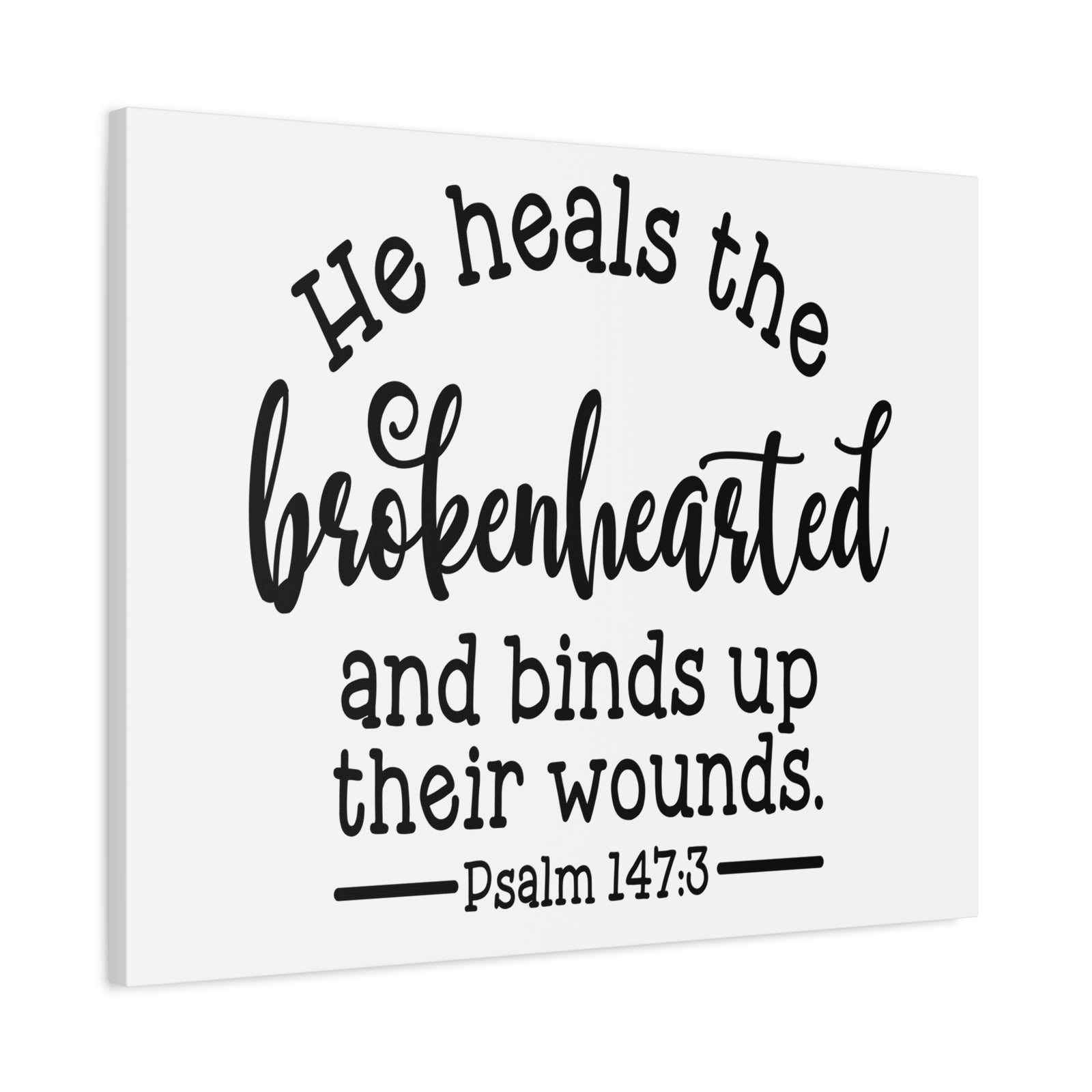 Scripture Canvas Heals The Brokenhearted Psalm 147:3 Christian Wall Art Bible Verse Print Ready to Hang-Express Your Love Gifts