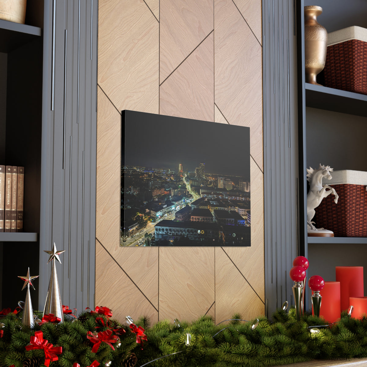 Pattaya Night View Canvas Artwork Breathtaking Thai City for Home Decor Ready to Hang-Express Your Love Gifts