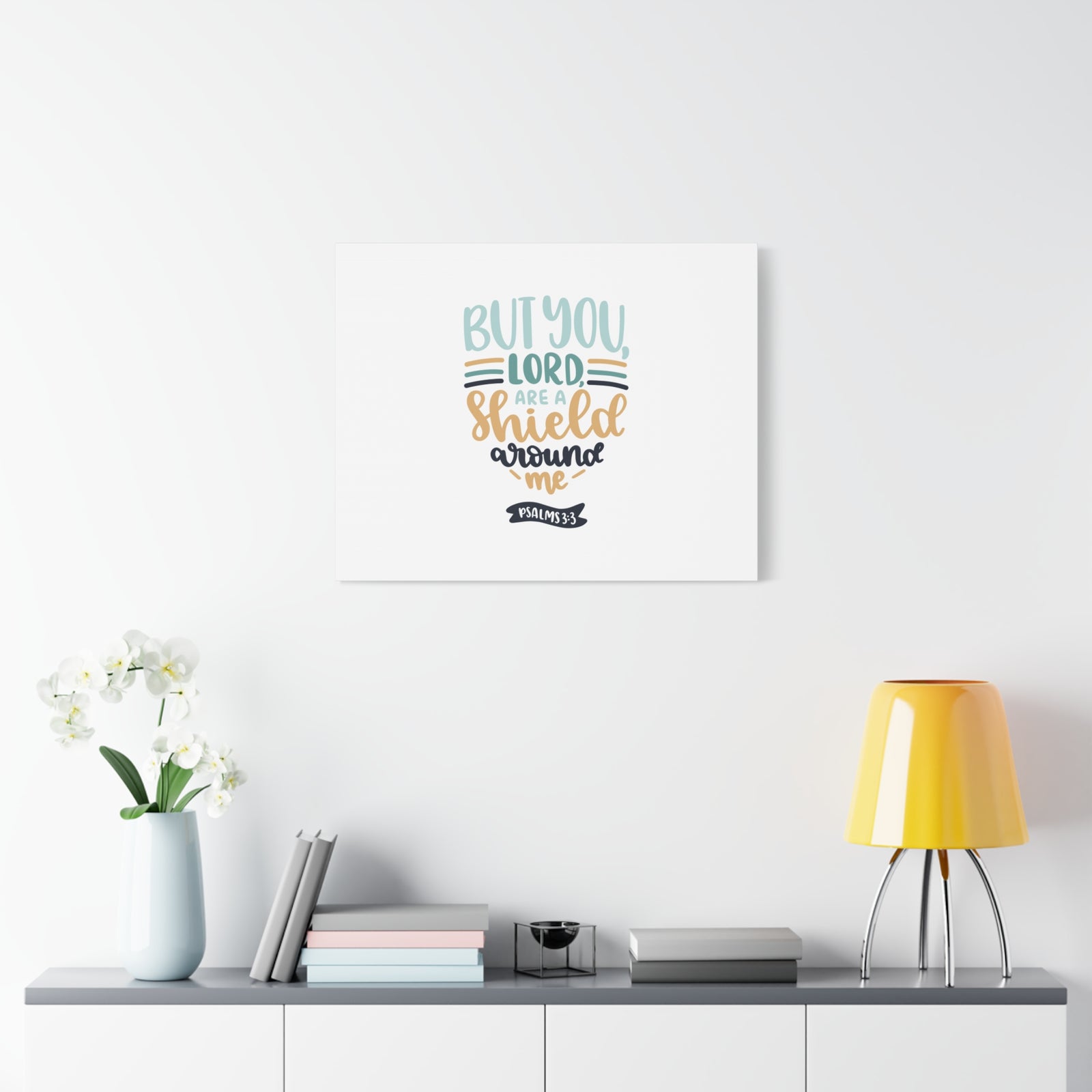 Scripture Canvas Shield Around Me Psalm 3:3 Christian Wall Art Bible Verse Print Ready to Hang-Express Your Love Gifts