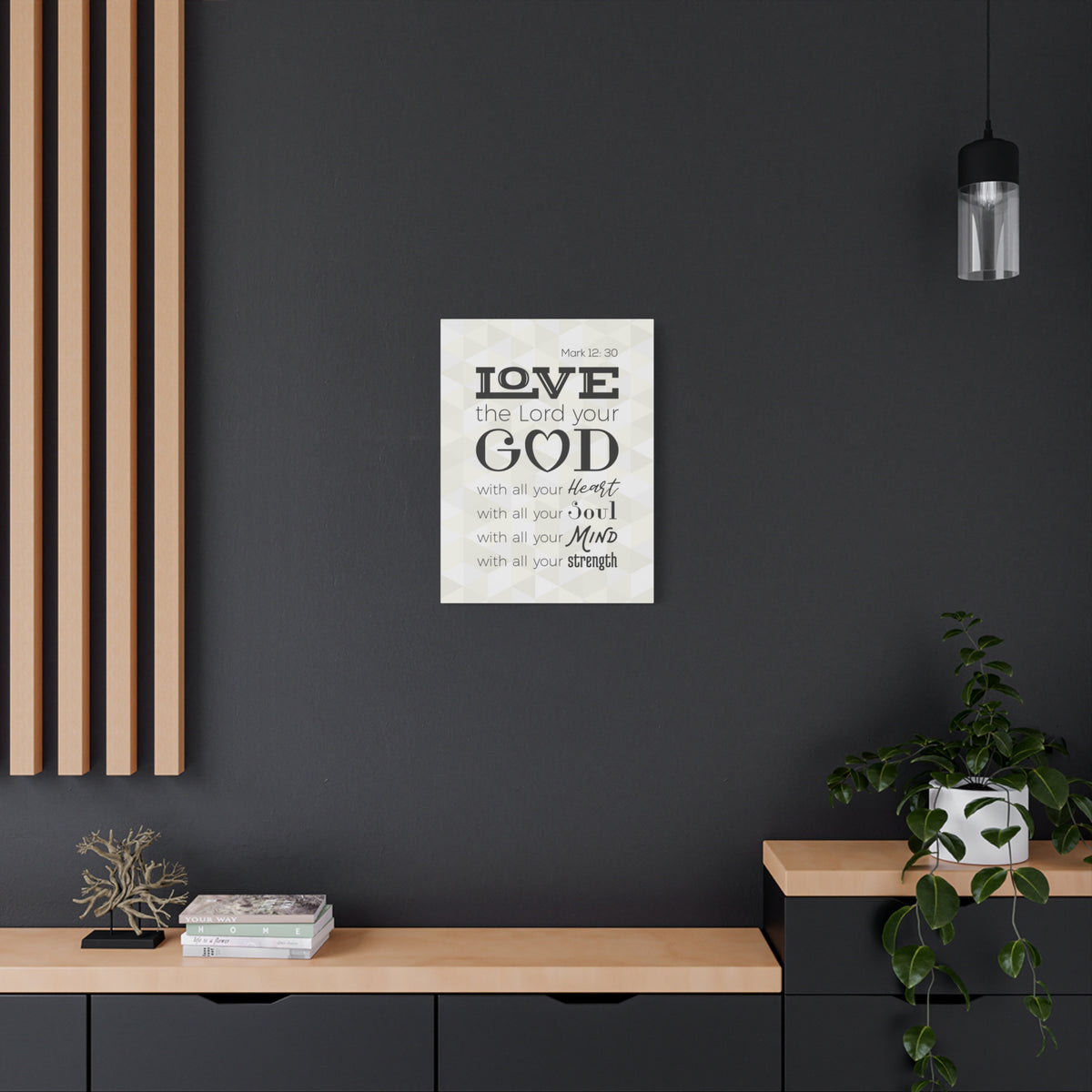 Scripture Canvas Love The Lord Your God Mark 12:30 Christian Wall Art Bible Verse Print Ready To Hang-Express Your Love Gifts