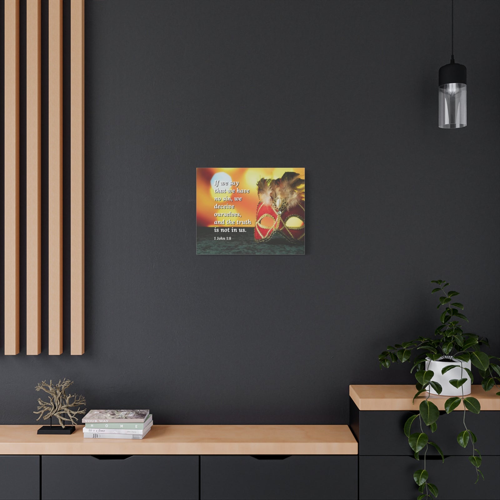 Scripture Canvas The Truth 1 John 1:8 Christian Wall Art Bible Verse Print Ready to Hang-Express Your Love Gifts
