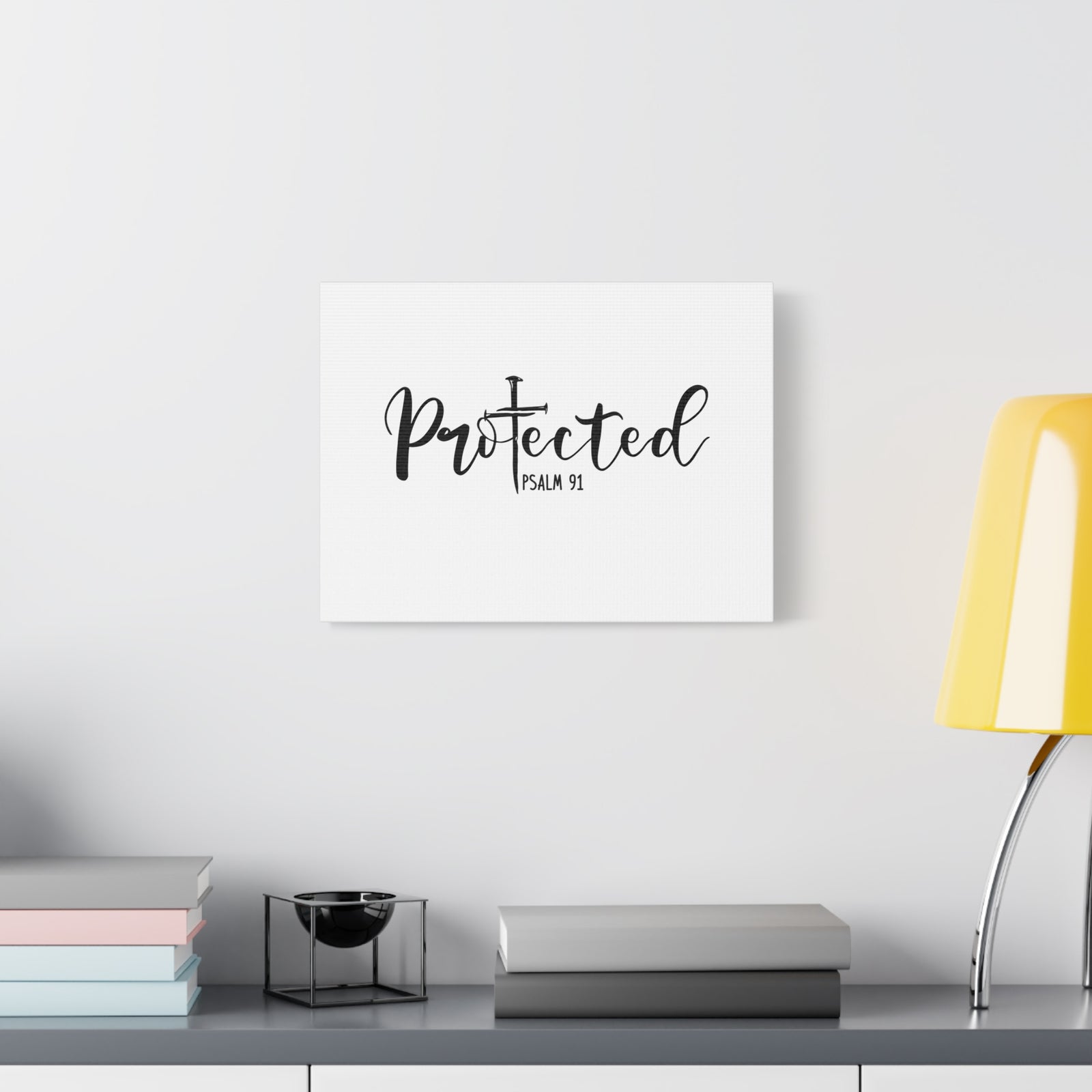Scripture Canvas Protected Psalm 91 Christian Wall Art Bible Verse Print Ready to Hang-Express Your Love Gifts