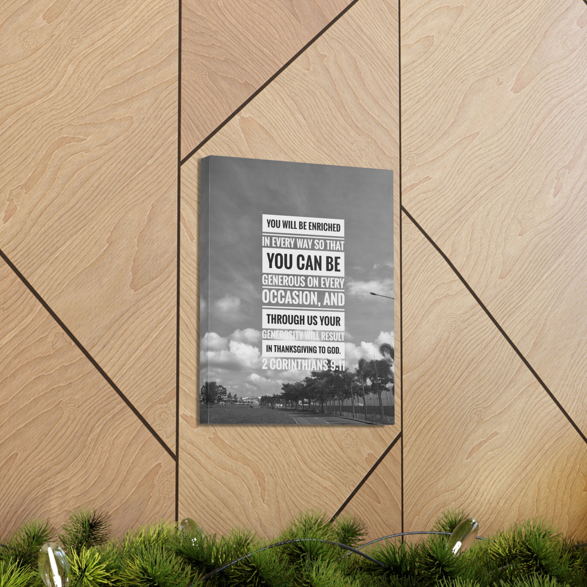 Scripture Canvas You Will Be Enriched 2 Corinthians 9:11 Christian Wall Art Bible Verse Print Ready to Hang-Express Your Love Gifts