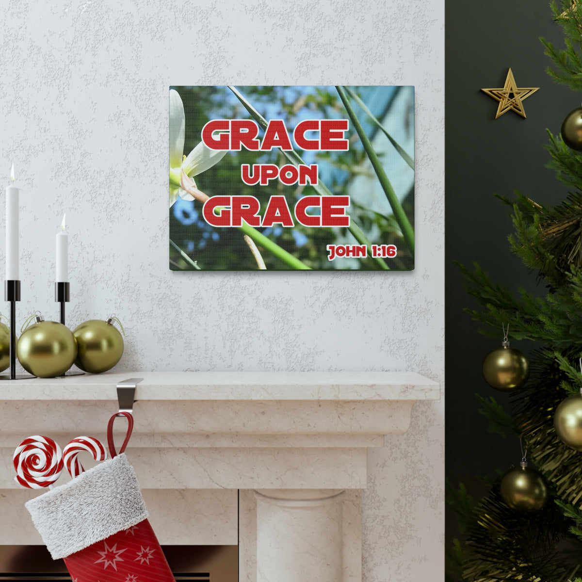 Scripture Walls Grace Upon Grace John 1:16 Bible Verse Canvas Christian Wall Art Ready to Hang-Express Your Love Gifts