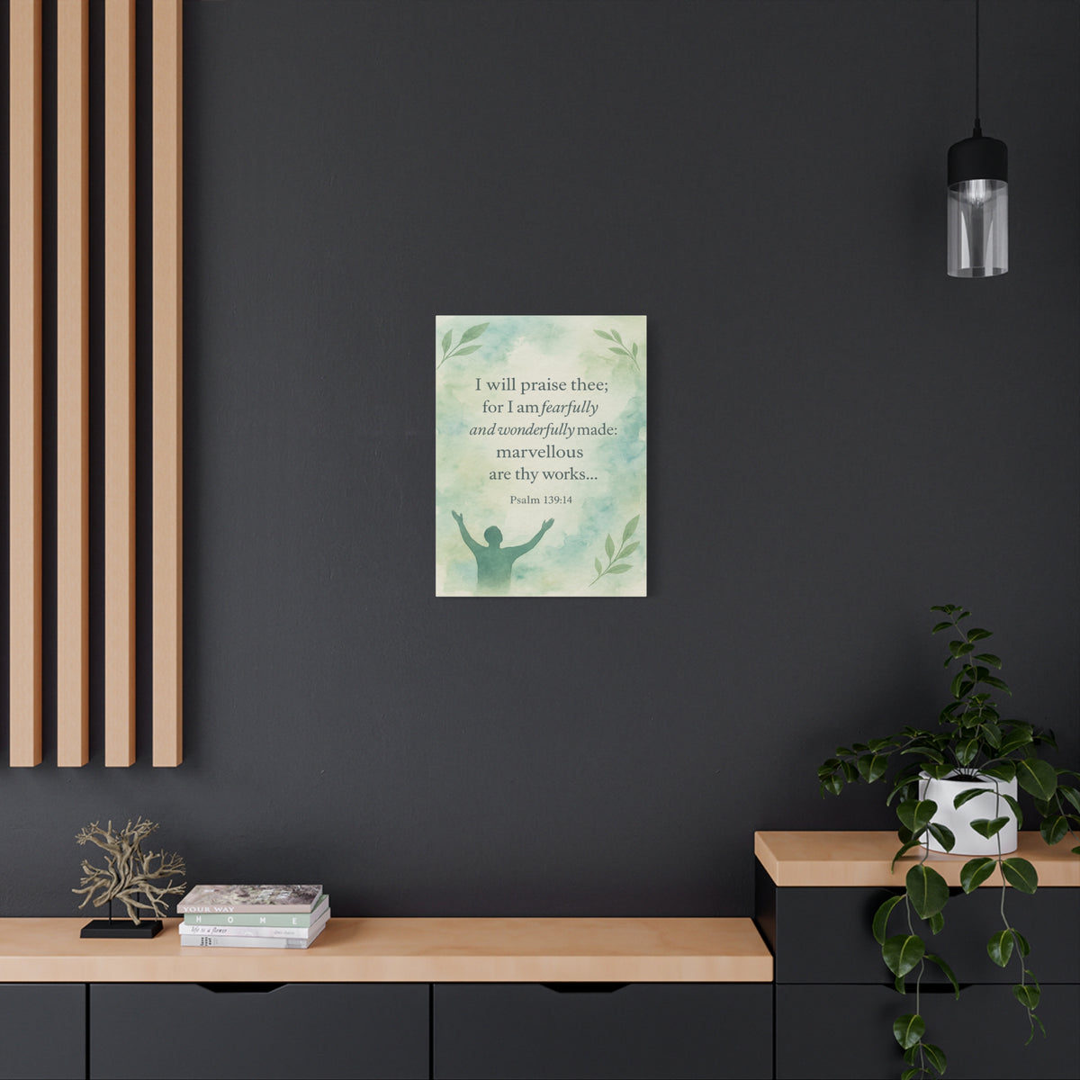 Bible Verse Canvas Psalm 139:14 Christian Home Décor Wall Art Scripture Ready to Hang Faith Print-Express Your Love Gifts