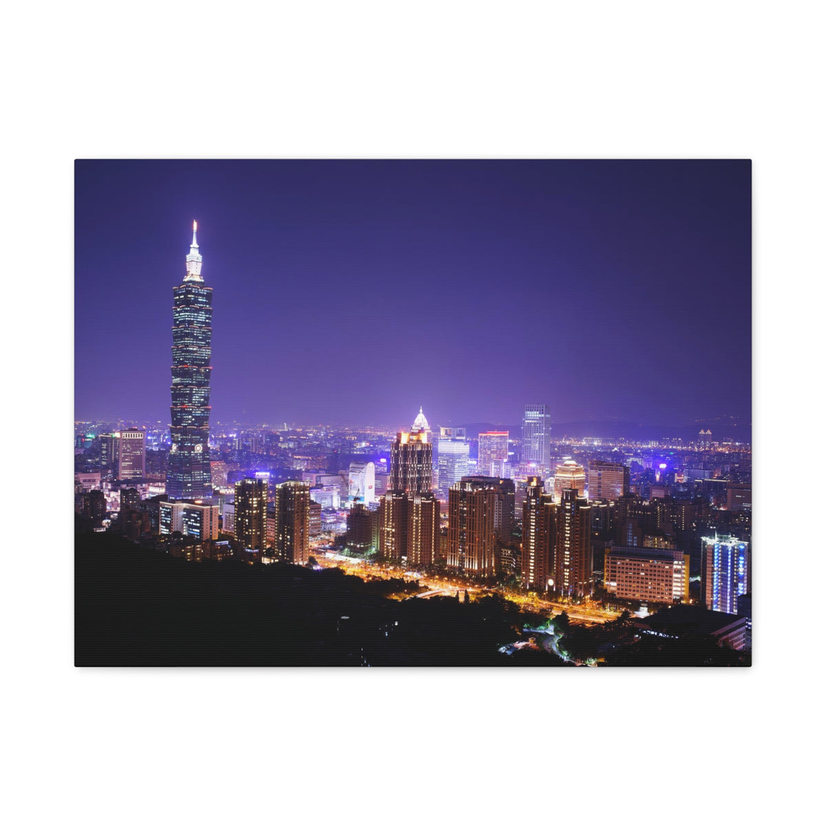 Taipei Night Skyline Canvas Artwork High-Quality Breathtaking Stunning Cityscape for Home Decor Ready to Hang-Express Your Love Gifts