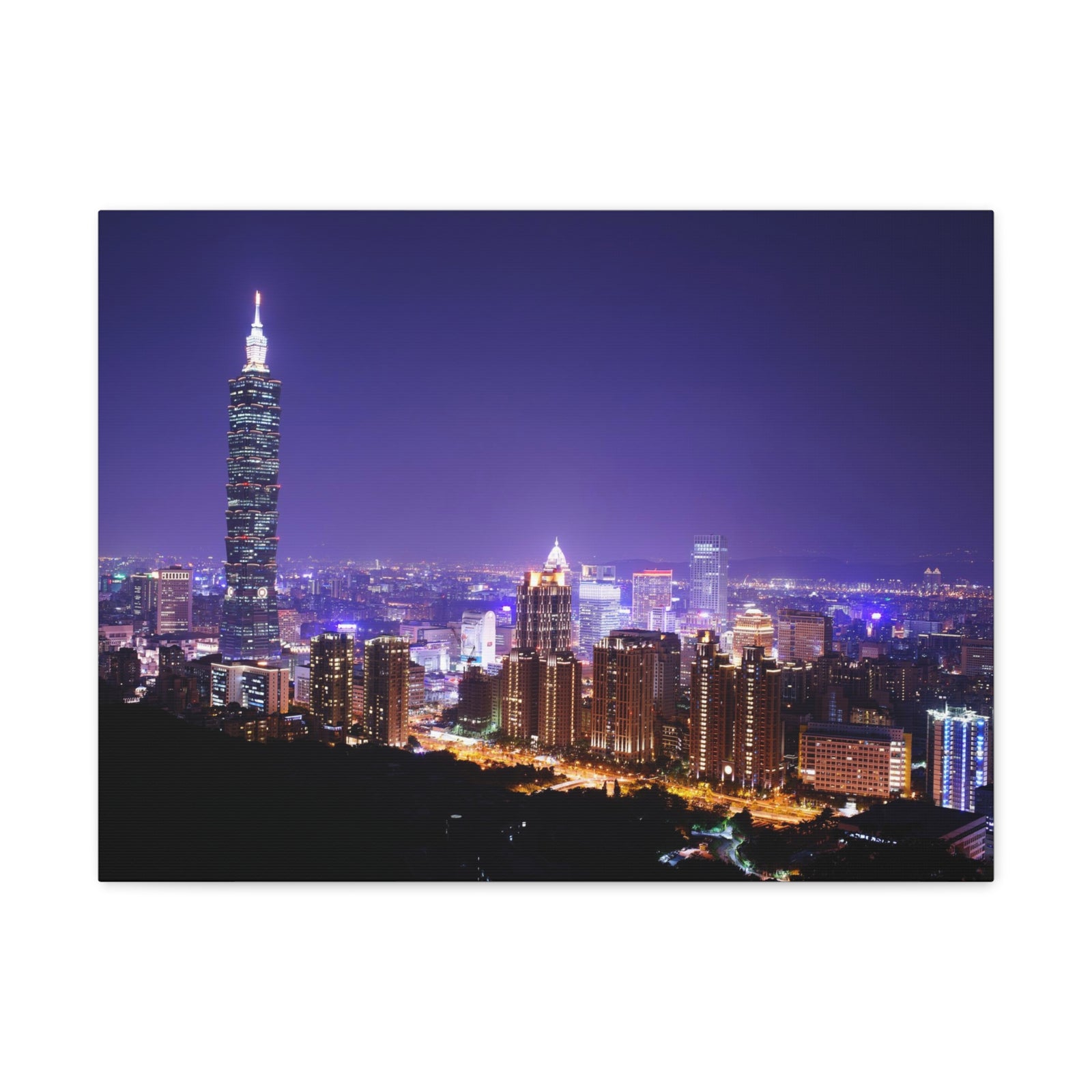Taipei Night Skyline Canvas Artwork High-Quality Breathtaking Stunning Cityscape for Home Decor Ready to Hang-Express Your Love Gifts