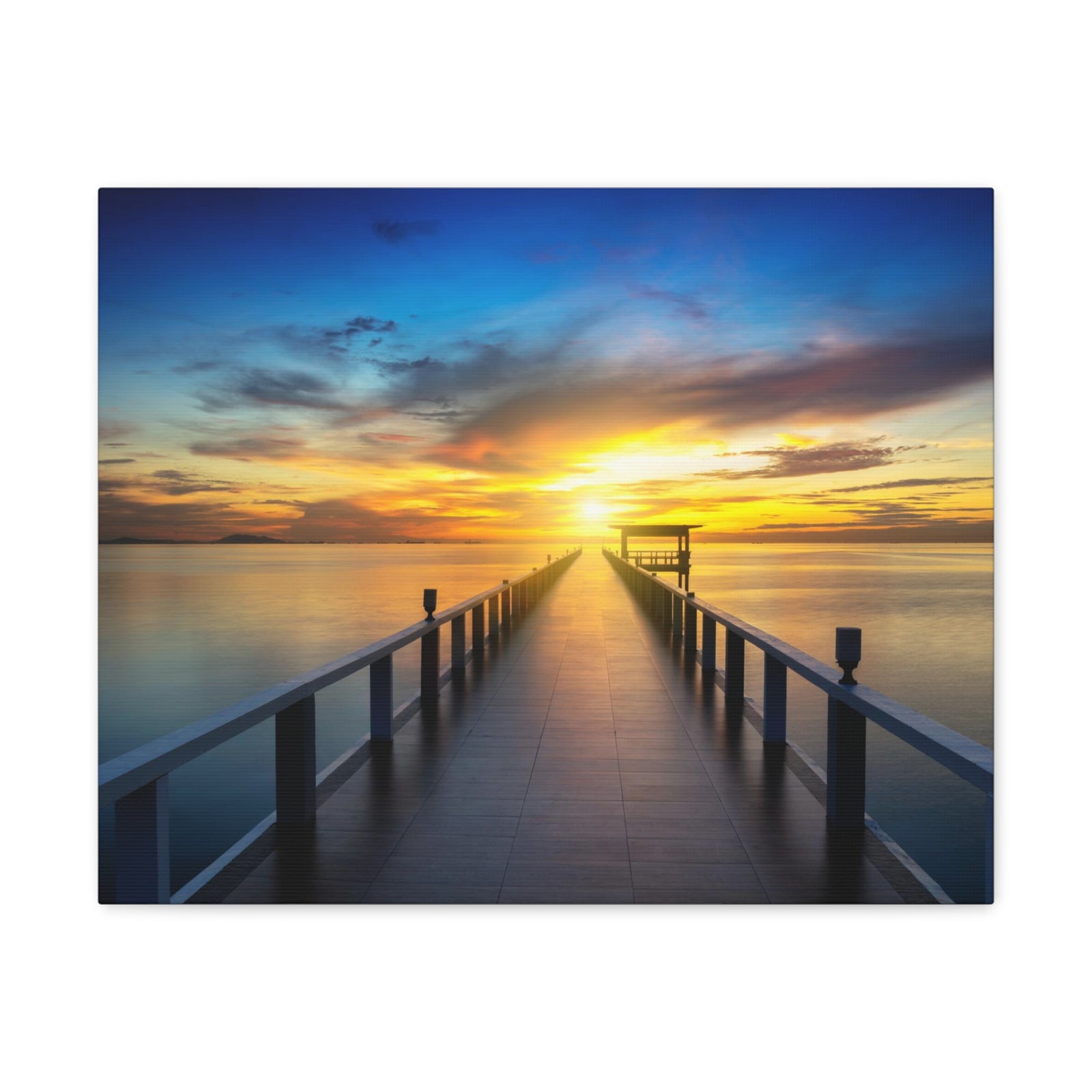 Sunset Beach Pier Nature Wilderness Photography Canvas Wall Art for Home Decor Ready-to-Hang-Express Your Love Gifts