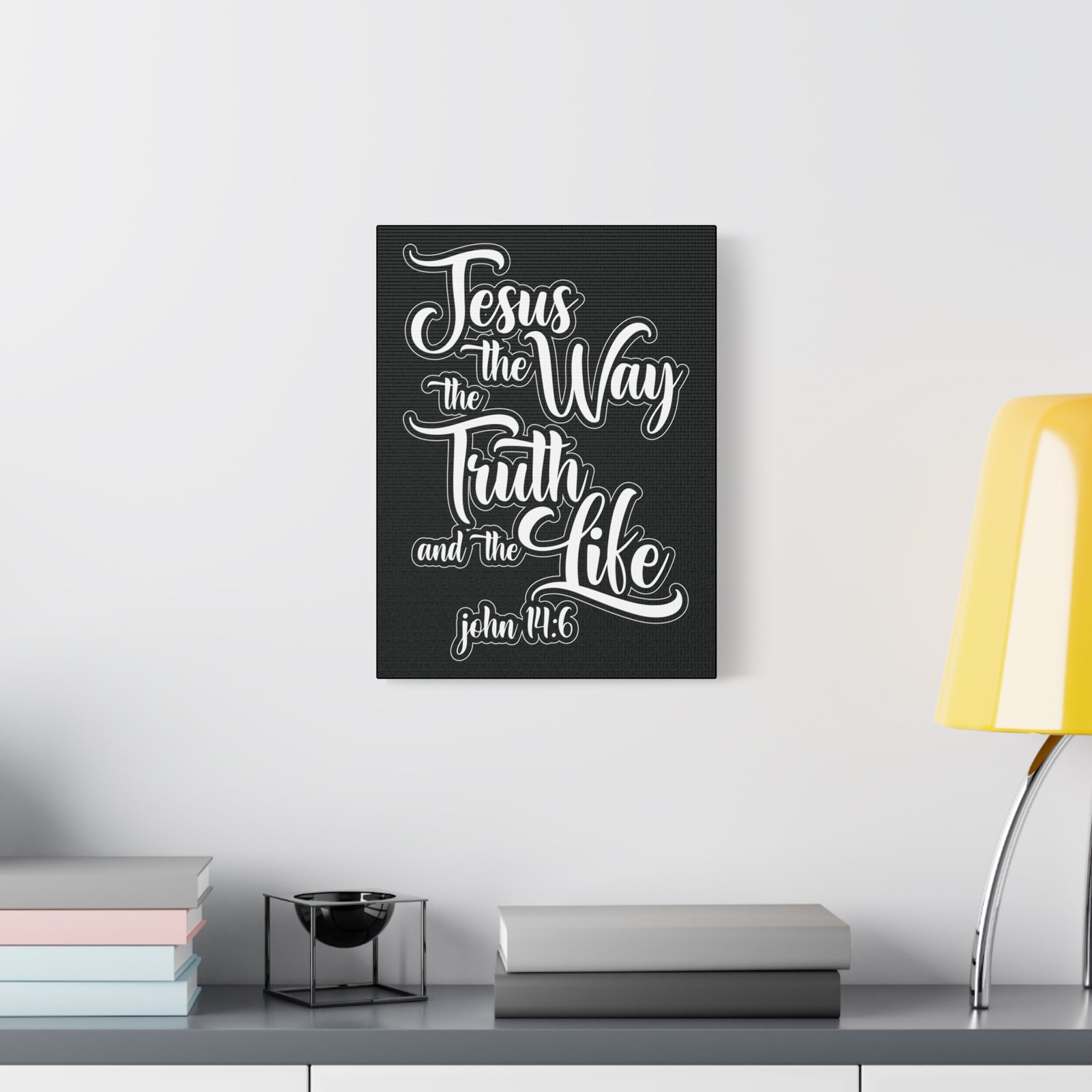 Scripture Walls Jesus The Way The Truth And The Life John 14:6 Black and White Bible Verse Canvas Christian Wall Art Ready To Hang-Express Your Love Gifts