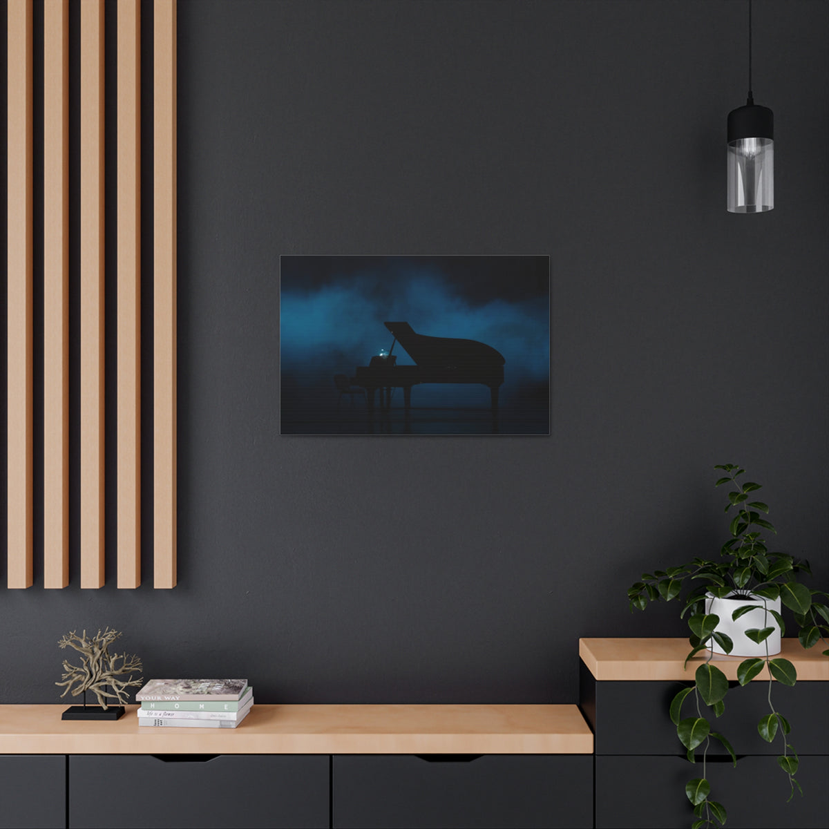 Piano Dark Music Lover's Delight Piano Keyboard Canvas Wall Art for Home Decor Ready-to-Hang-Express Your Love Gifts