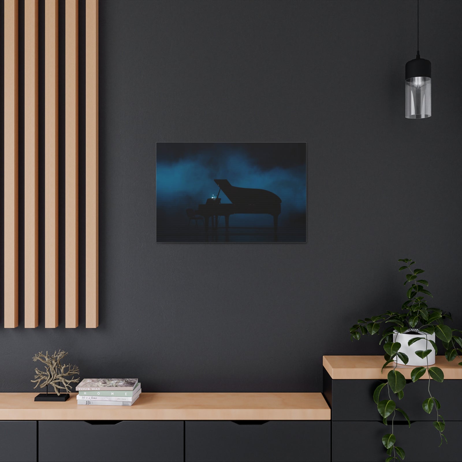 Piano Dark Music Lover's Delight Piano Keyboard Canvas Wall Art for Home Decor Ready-to-Hang-Express Your Love Gifts