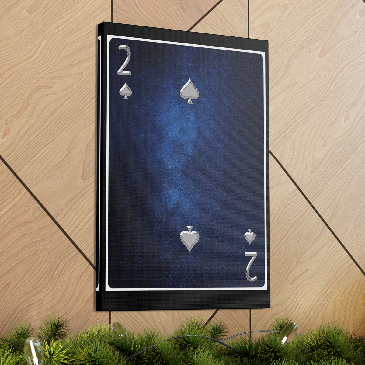 Two Of Spades Space Background Playing Card Canvas Wall Art for Home Decor Ready-to-Hang-Express Your Love Gifts