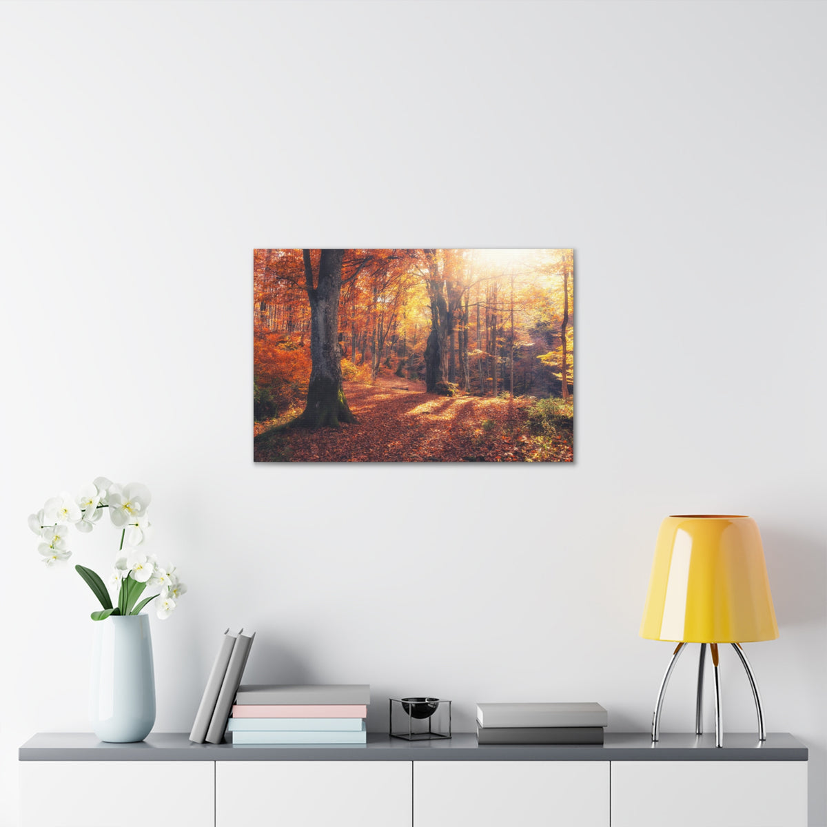 Orange Tree Sunlight Autumn Forest Nature Wilderness Photography Canvas Wall Art for Home Decor Ready-to-Hang-Express Your Love Gifts