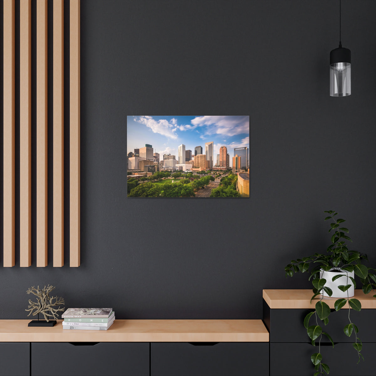 Houston Daytime Skyline Canvas Artwork High-Quality Breathtaking Stunning Cityscape for Home Decor Ready to Hang-Express Your Love Gifts