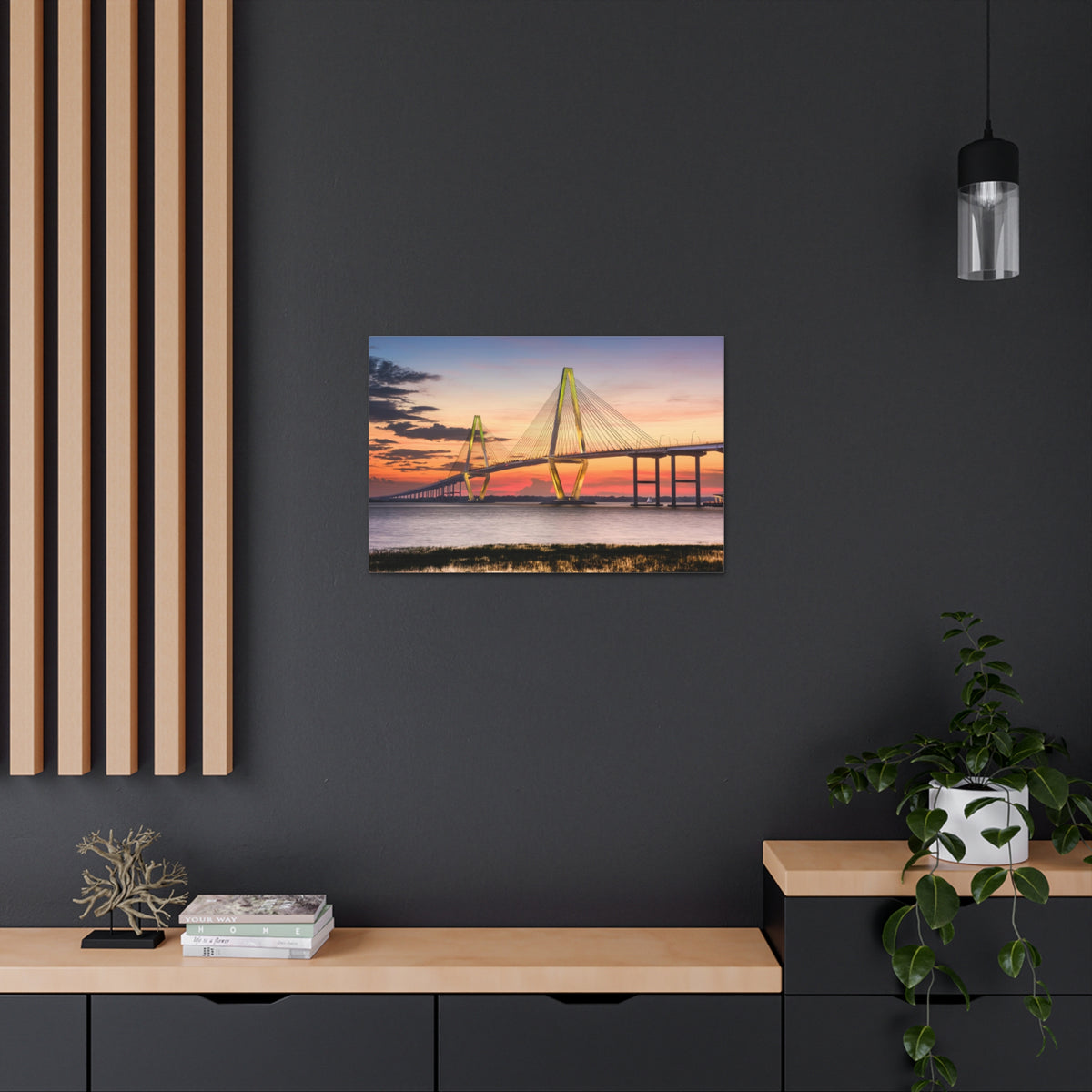 Jr Cooper River Bridge Charleston South Carolina Nature Wilderness Photography Canvas Wall Art for Home Decor Ready-to-Hang-Express Your Love Gifts