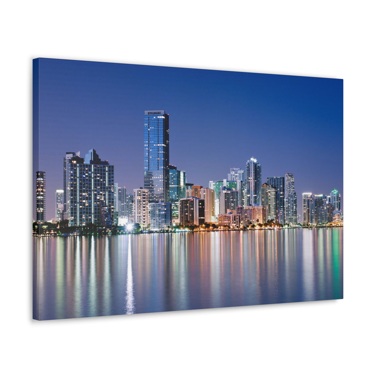 Miami Night Skyline Canvas Artwork High-Quality Breathtaking Stunning Cityscape for Home Decor Ready to Hang-Express Your Love Gifts