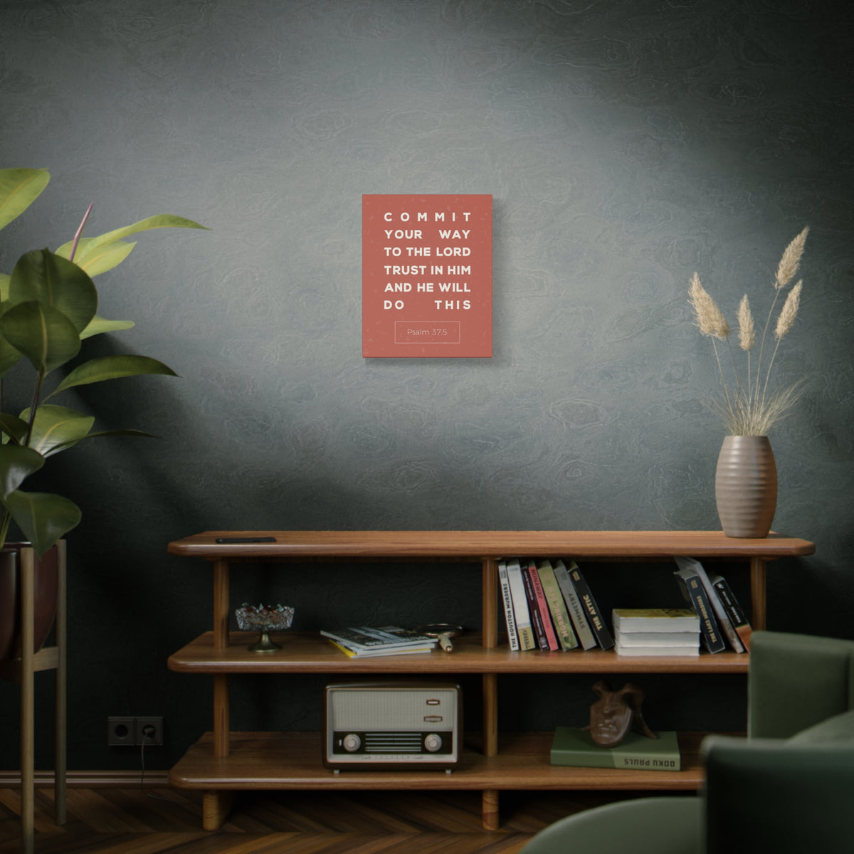 Scripture Canvas Commit Your Way Psalm 37:5 Christian Wall Art Bible Verse Print Ready To Hang-Express Your Love Gifts