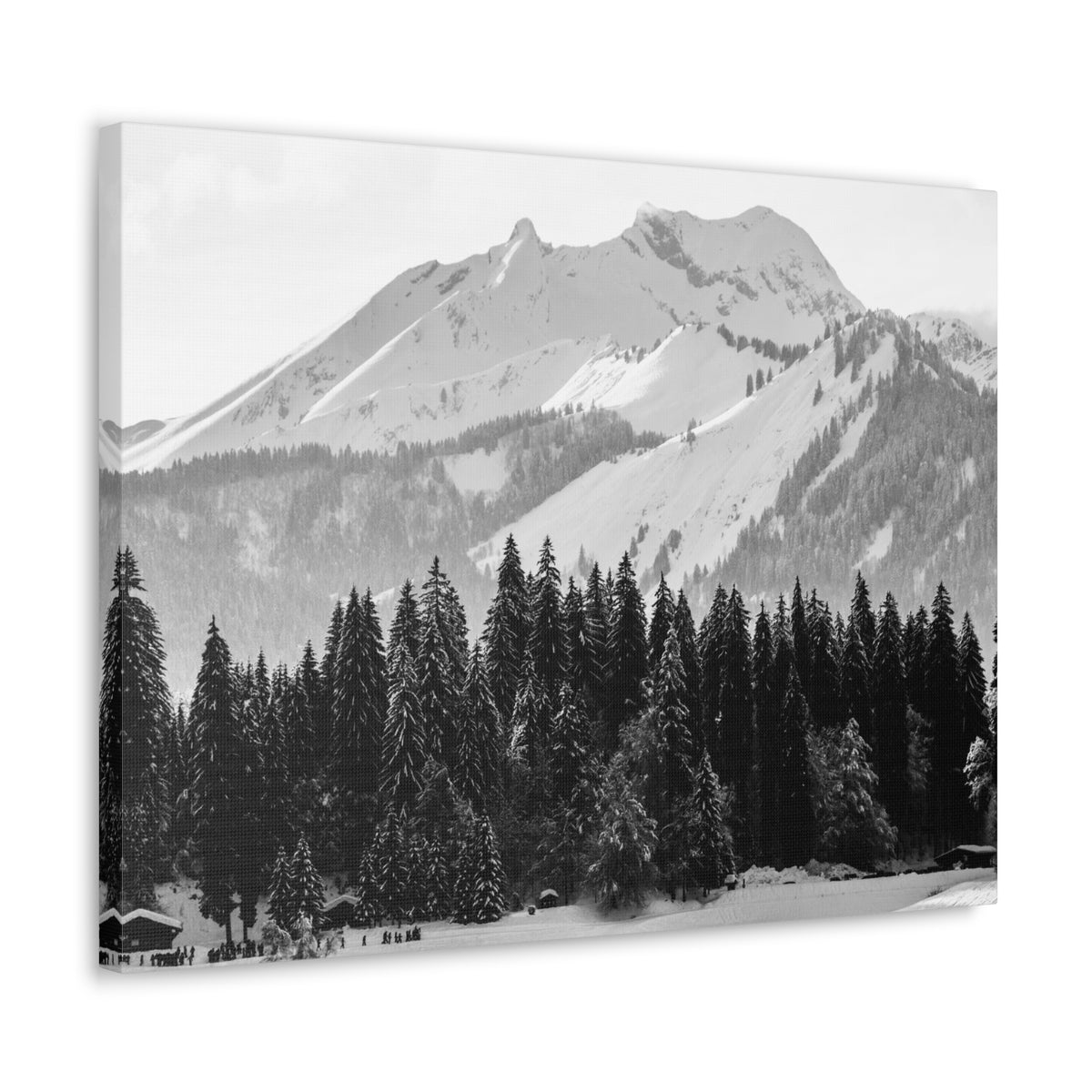 Winter Forest Mountain Black And White Nature Wilderness Photography Canvas Wall Art for Home Decor Ready-to-Hang-Express Your Love Gifts