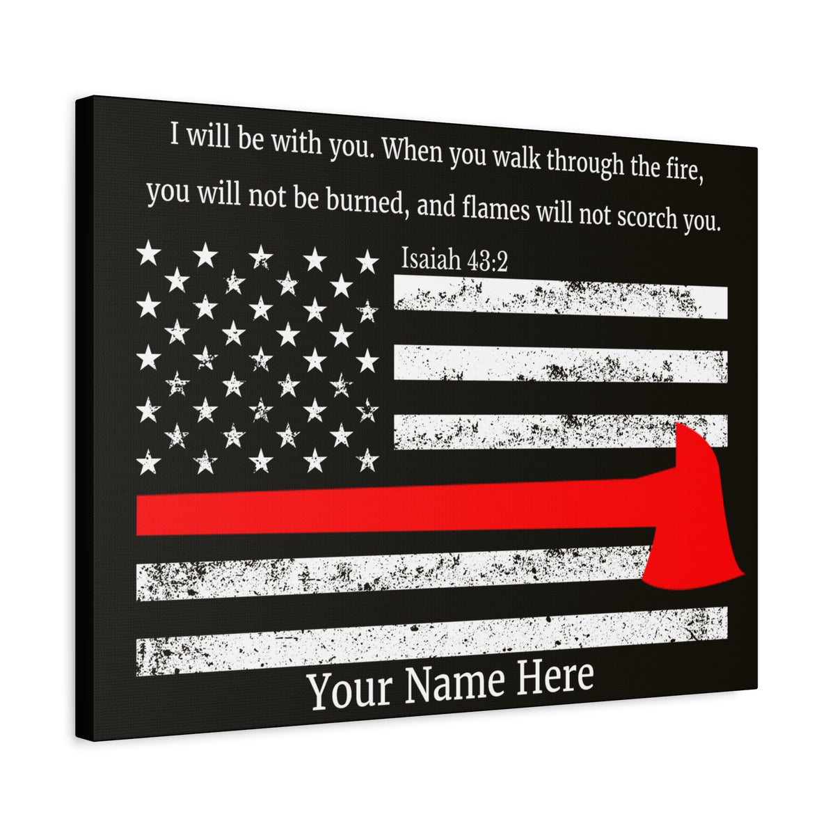 Scripture Walls Personalized Firefighter Isaiah 43:2 Bible Canvas Christian Wall Art Ready to Hang Unframed-Express Your Love Gifts