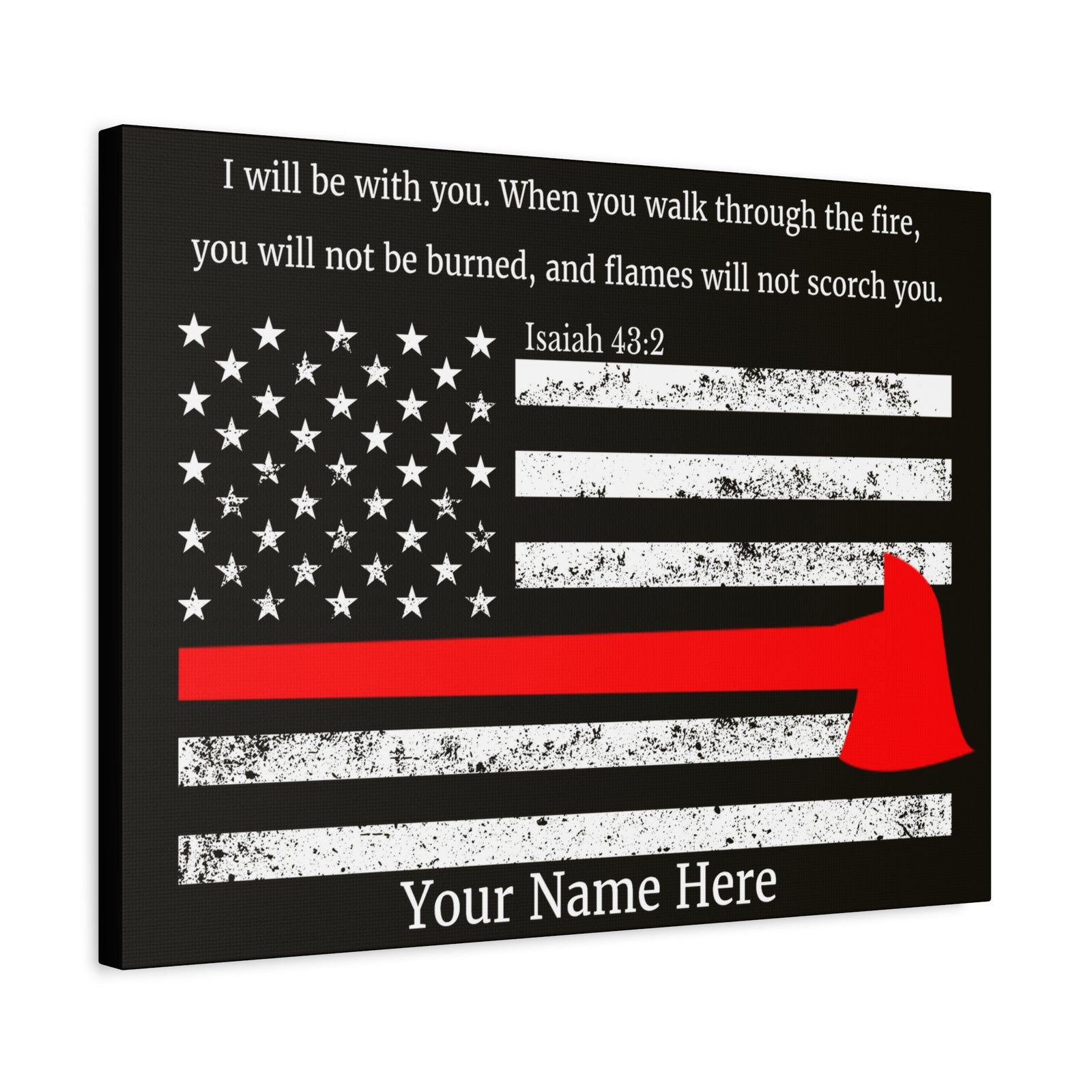 Scripture Walls Personalized Firefighter Isaiah 43:2 Bible Canvas Christian Wall Art Ready to Hang Unframed-Express Your Love Gifts