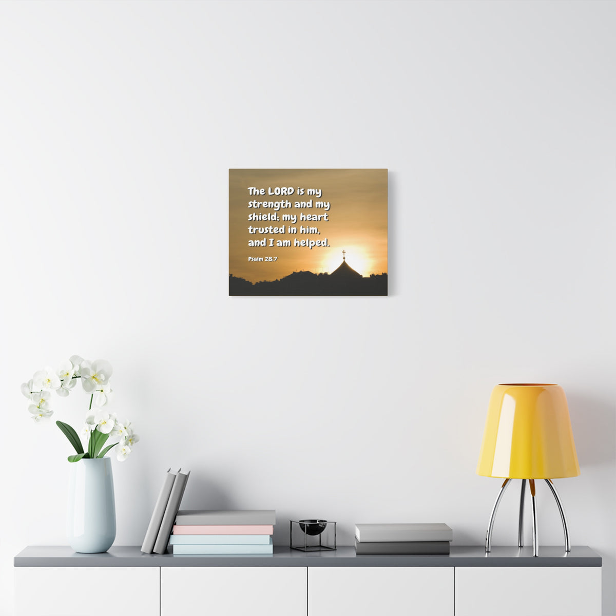 Scripture Canvas I Am Helped Psalm 28:7 Christian Wall Art Bible Verse Print Ready to Hang-Express Your Love Gifts