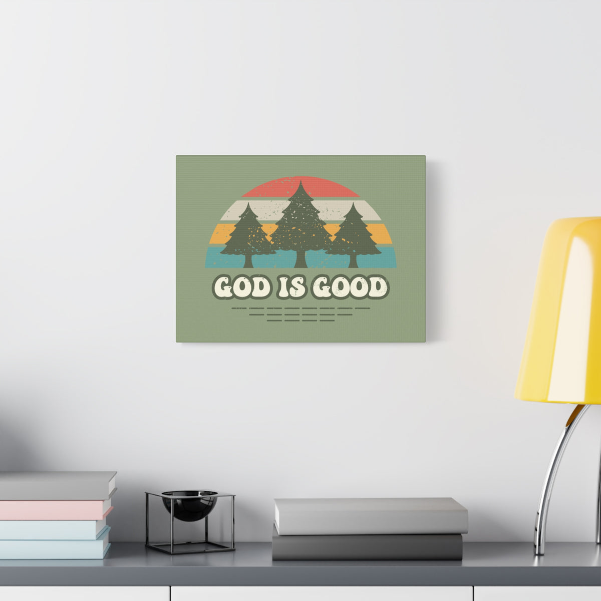 Scripture Canvas God Is Good Psalm 100:5 Three Trees Christian Wall Art Bible Verse Print Ready to Hang-Express Your Love Gifts