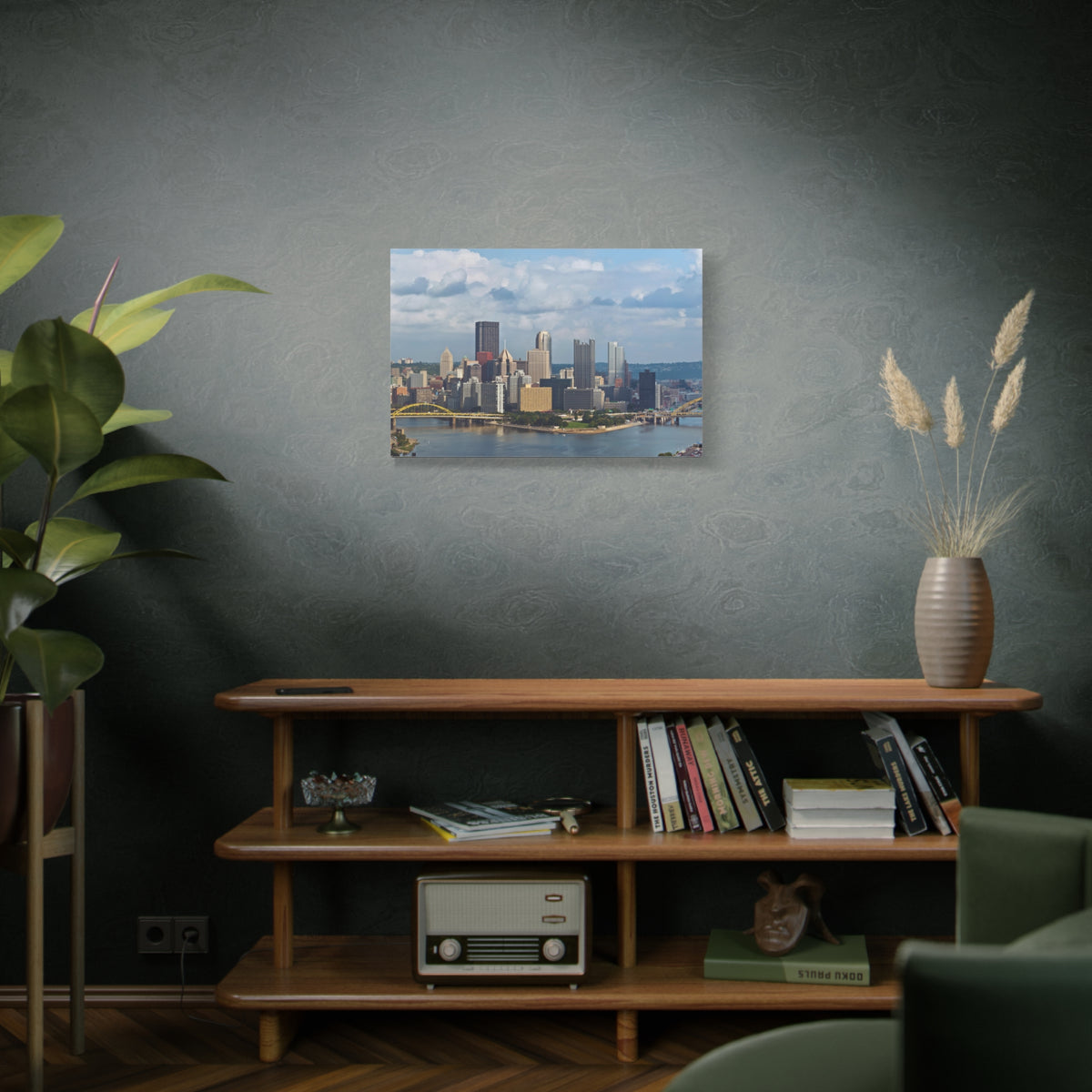 Pittsburgh Daytime Skyline Canvas Artwork High-Quality Breathtaking Stunning Cityscape for Home Decor Ready to Hang-Express Your Love Gifts