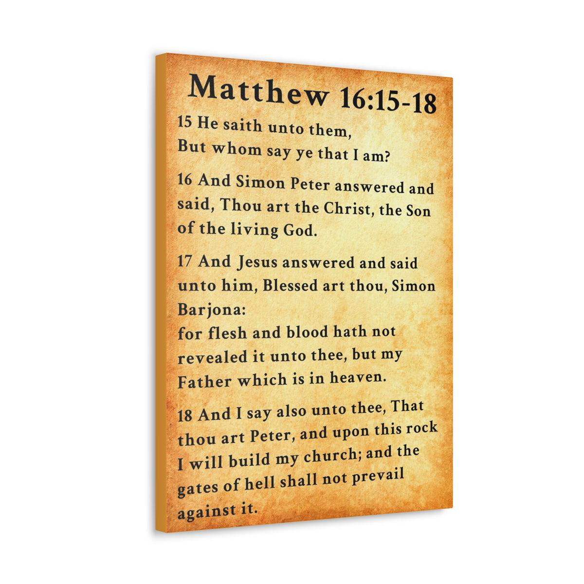 Scripture Walls Matthew 16:15-18 KJV Bible Verse Canvas Christian Wall Art Ready to Hang Unframed-Express Your Love Gifts