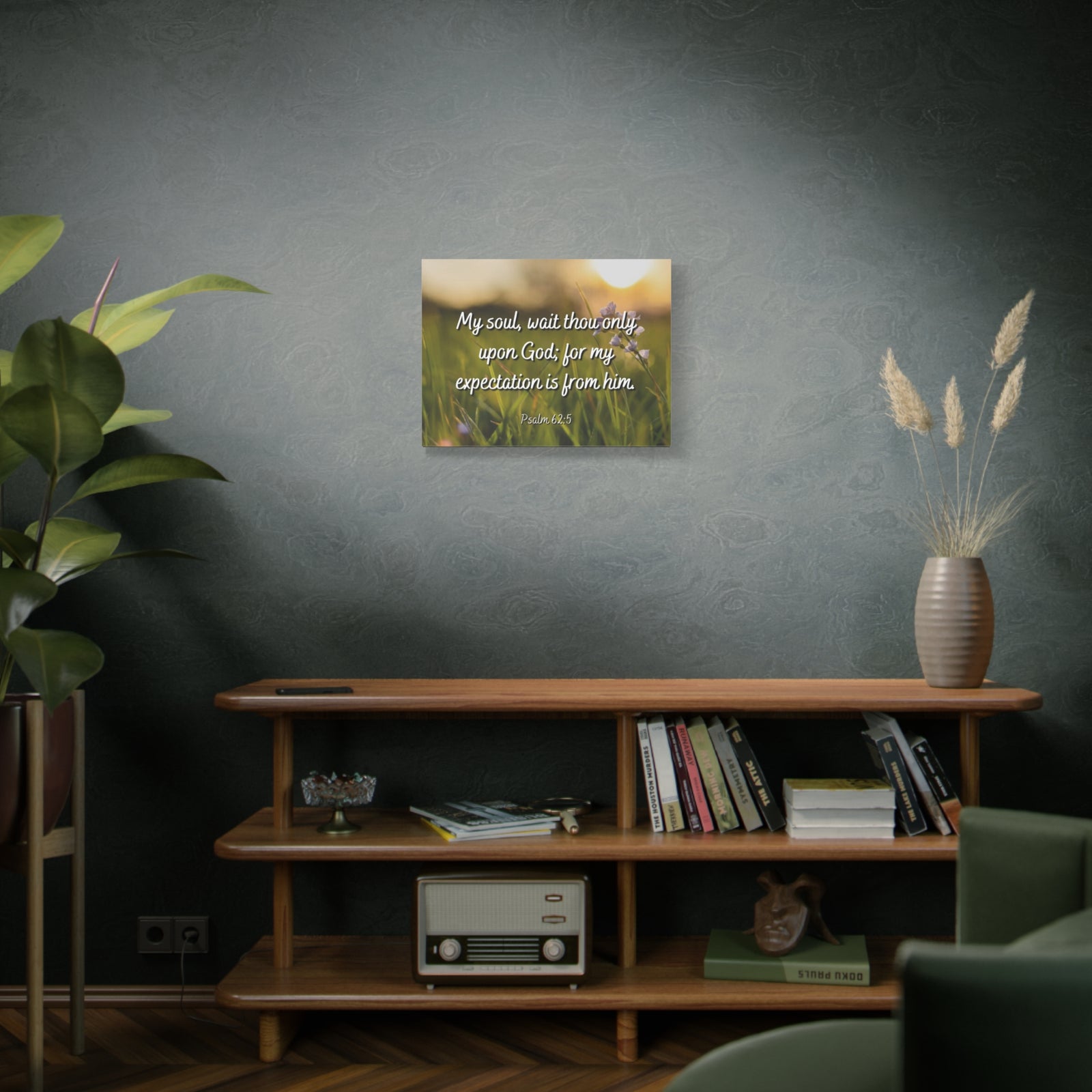 Scripture Canvas My Expectation Psalm 62:5 Christian Wall Art Bible Verse Print Ready to Hang-Express Your Love Gifts