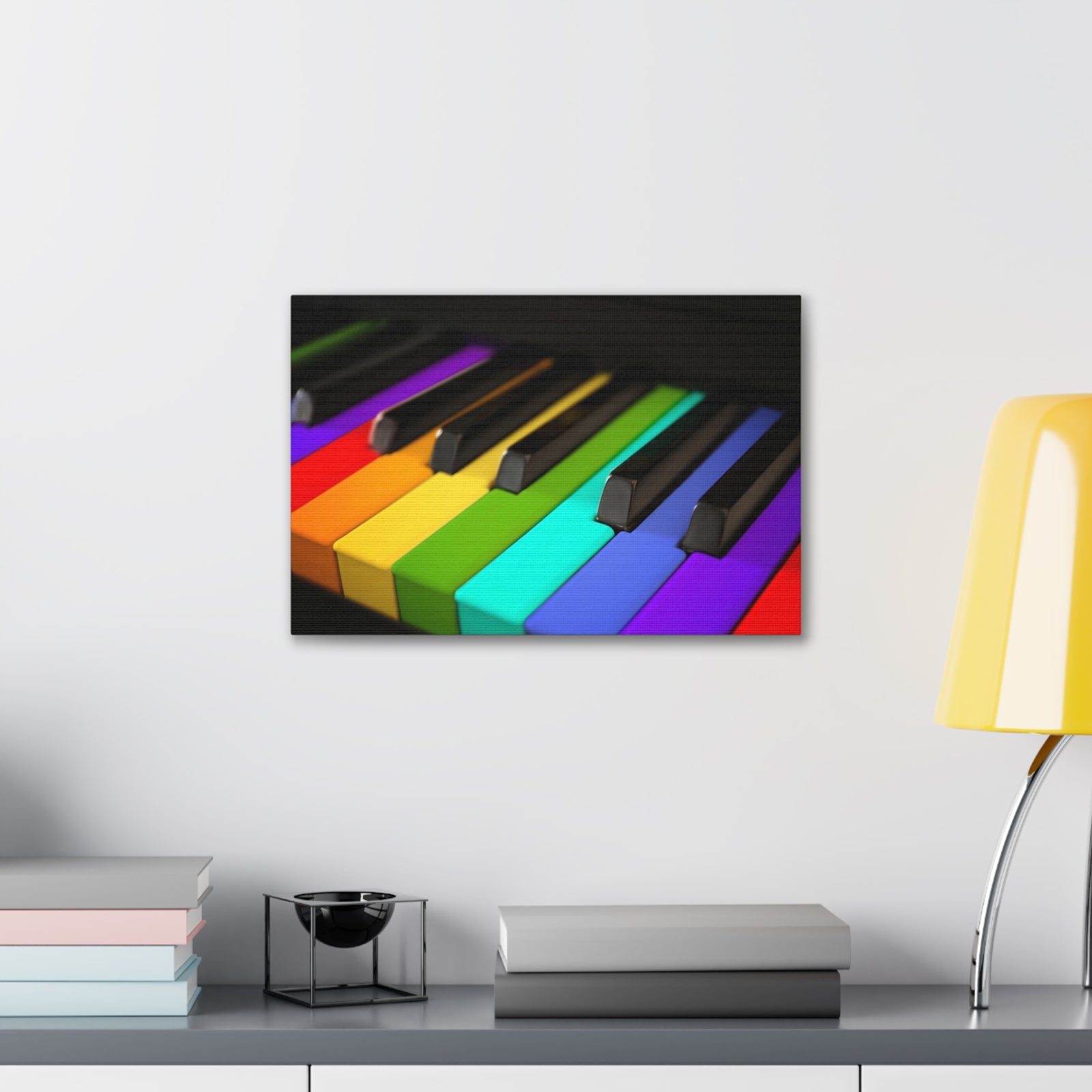 Piano Keys In Rainbow Music Lover's Delight Piano Keyboard Canvas Wall Art for Home Decor Ready-to-Hang-Express Your Love Gifts