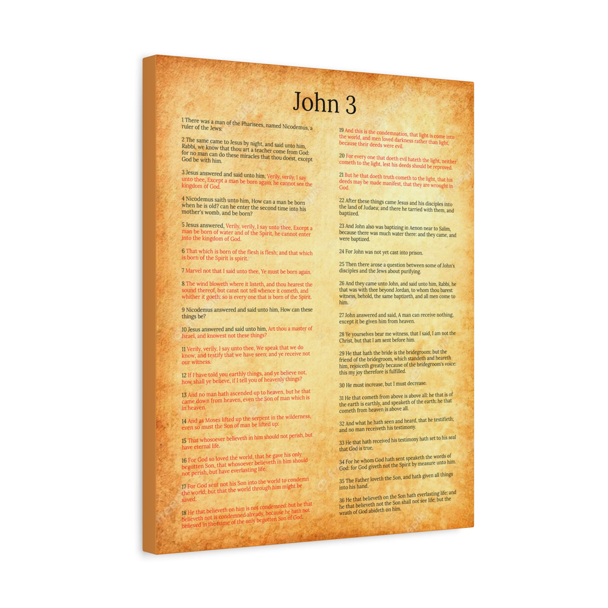Scripture Walls John 3 Jesus and Nicodemus Gold Christian Wall Art Print Ready to Hang Unframed-Express Your Love Gifts
