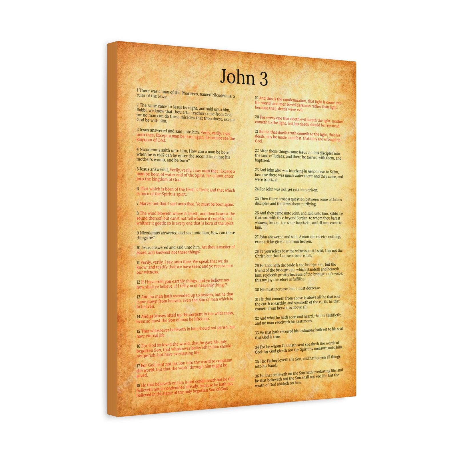 Scripture Walls John 3 Jesus and Nicodemus Gold Christian Wall Art Print Ready to Hang Unframed-Express Your Love Gifts