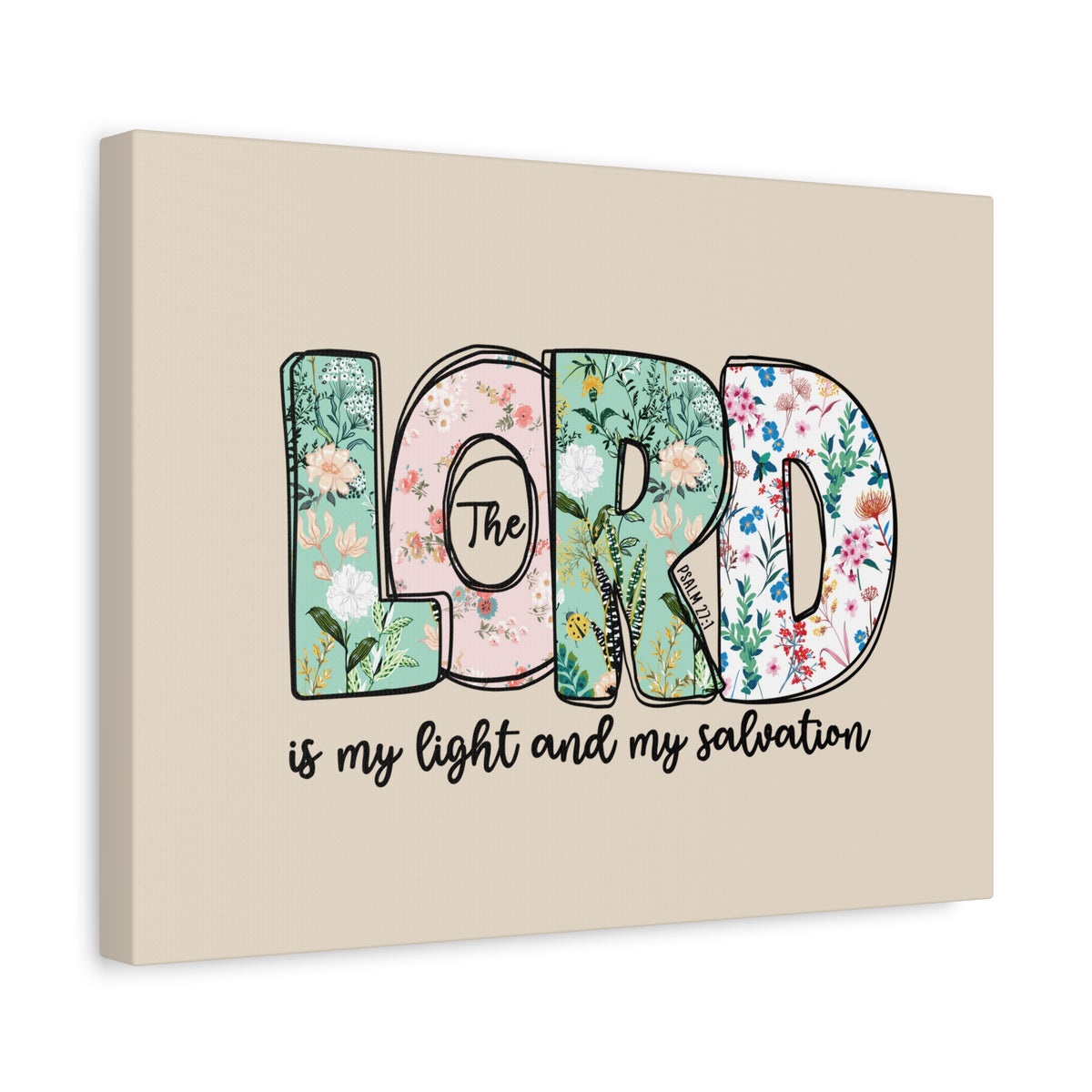Scripture Walls Light And My Salvation Floral Psalm 27:1 Bible Verse Canvas Christian Wall Art Ready to Hang-Express Your Love Gifts