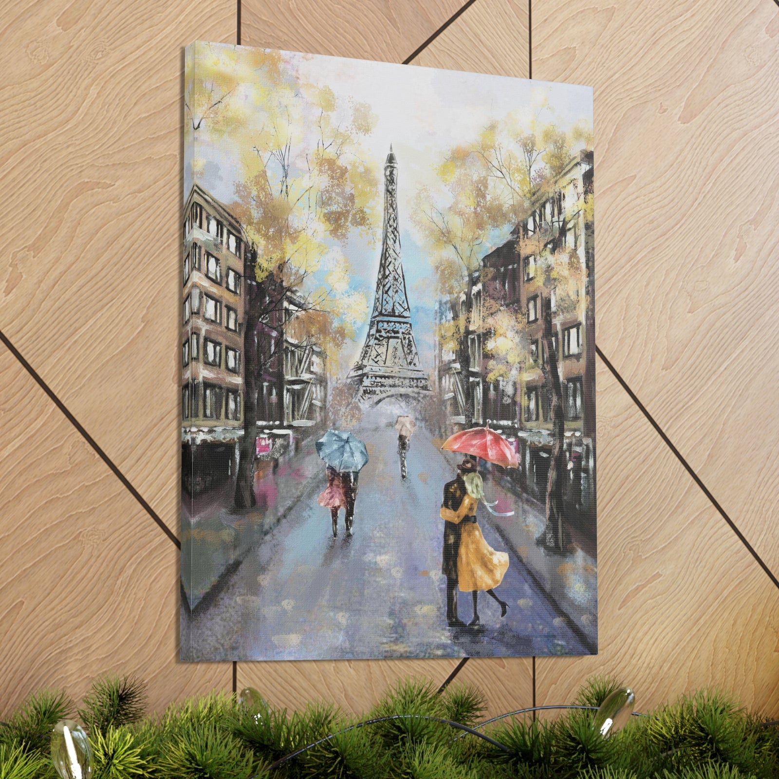 Eiffel Tower Romantic French Couple France Canvas Artwork High-Quality Breathtaking French City for Home Decor Ready to Hang-Express Your Love Gifts