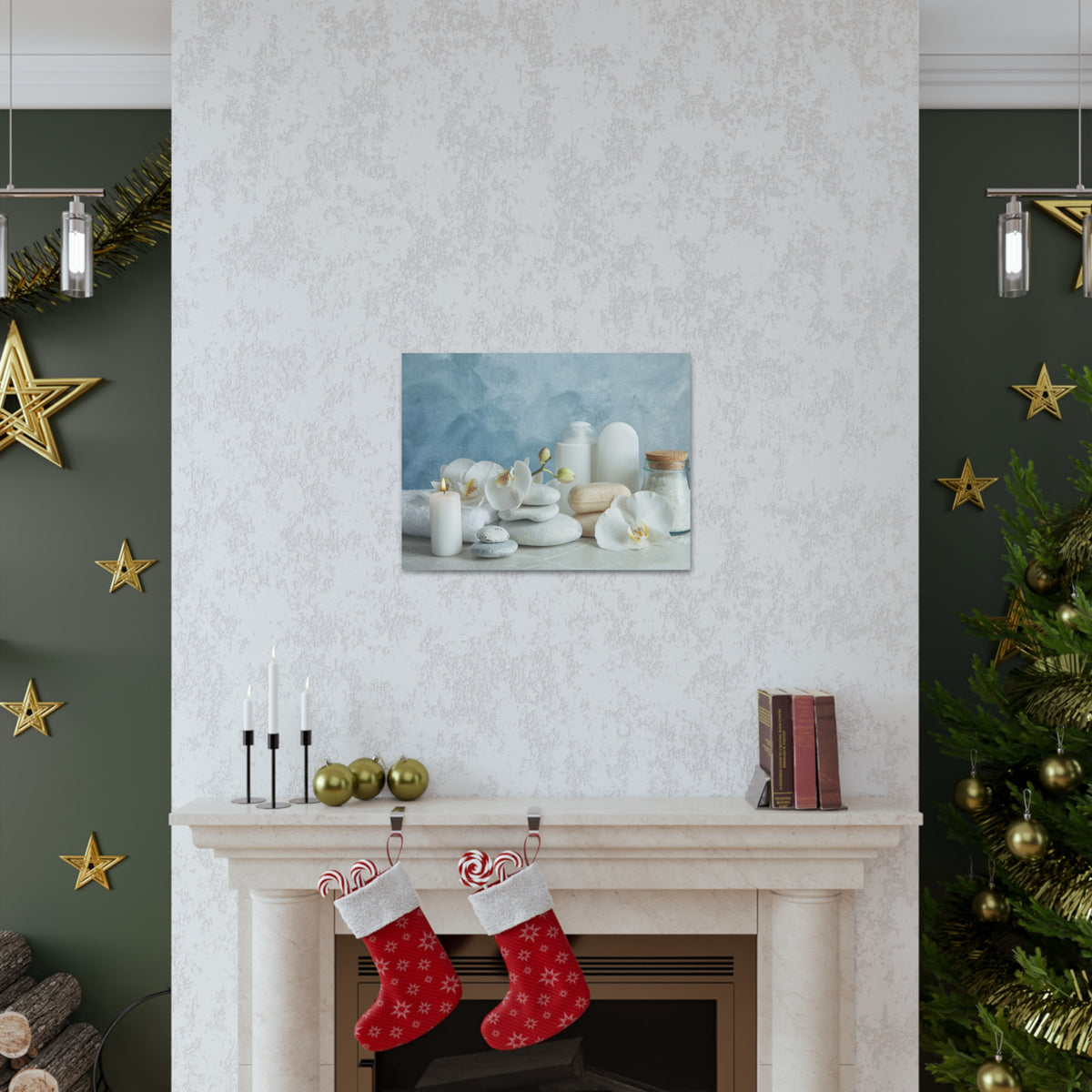 Stones on Light Table Forest Floral Nature Photography Canvas Wall Art for Home Decor Ready-to-Hang-Express Your Love Gifts