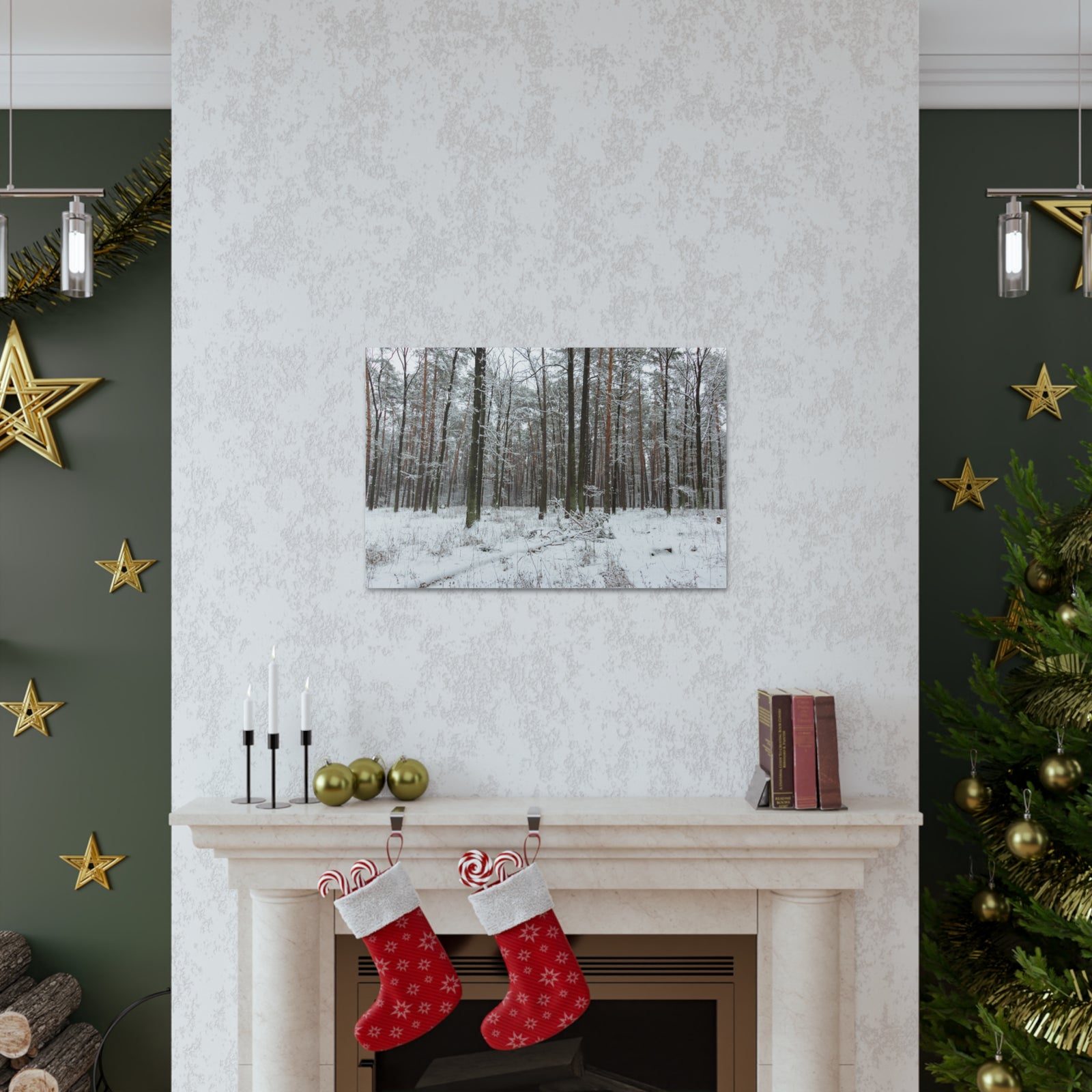 Winter Tree Covered In Snow Forest Nature Wilderness Photography Canvas Wall Art for Home Decor Ready-to-Hang-Express Your Love Gifts