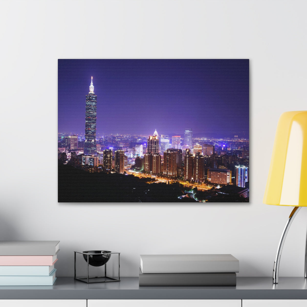 Taipei Night Skyline Canvas Artwork High-Quality Breathtaking Stunning Cityscape for Home Decor Ready to Hang-Express Your Love Gifts
