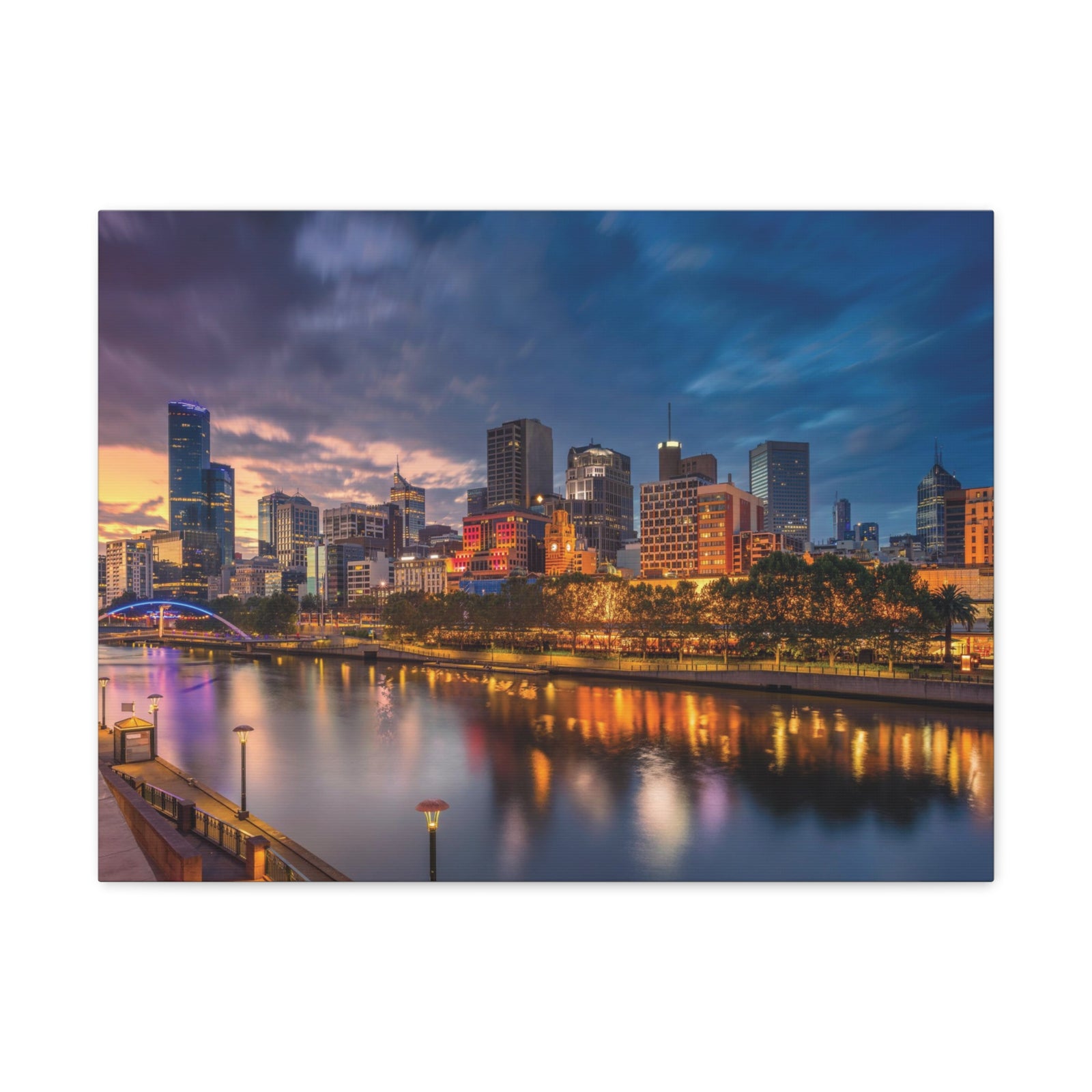 Melbourne Night Skyline Canvas Artwork High-Quality Breathtaking Stunning Cityscape for Home Decor Ready to Hang-Express Your Love Gifts