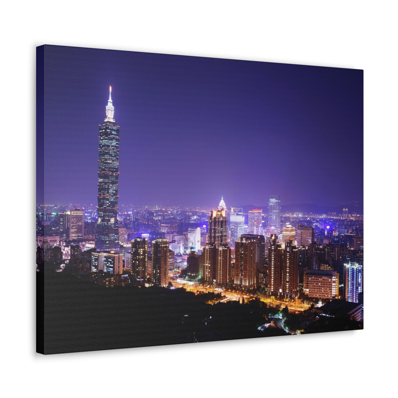Taipei Night Skyline Canvas Artwork High-Quality Breathtaking Stunning Cityscape for Home Decor Ready to Hang-Express Your Love Gifts