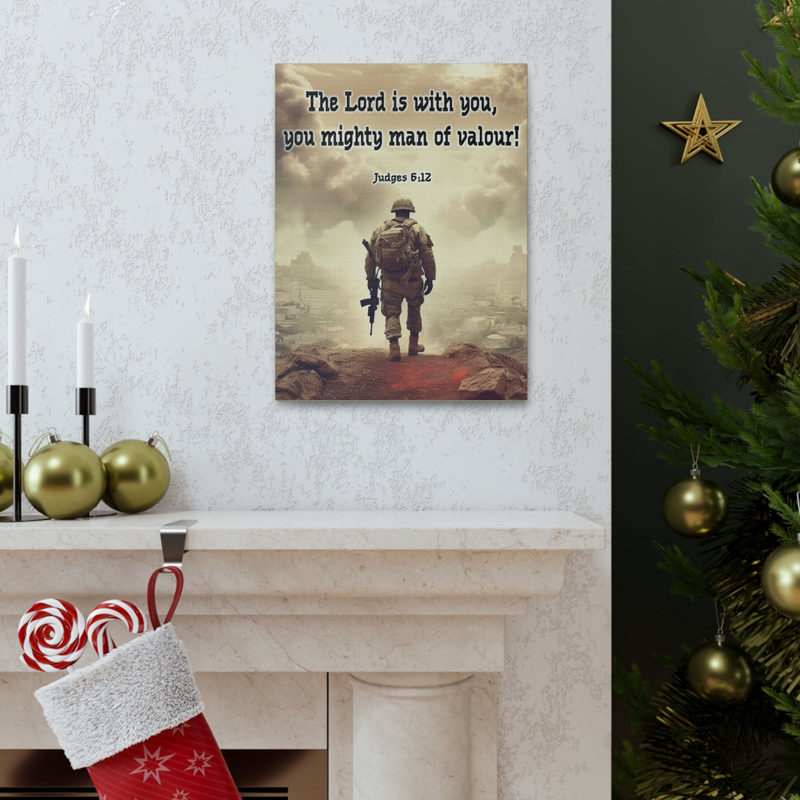 Scripture Walls Divine Valor: A Soldier's Journey Judges 6:12 Christian Wall Art Print Ready to Hang Unframed-Express Your Love Gifts