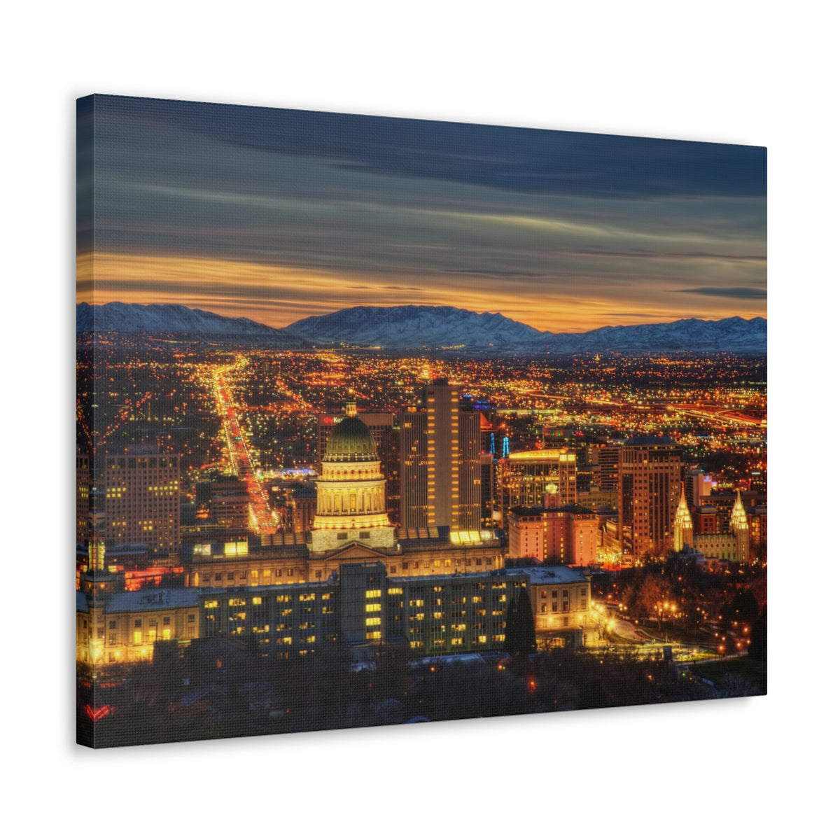 Salt Lake City Night Skyline Canvas Artwork High-Quality Breathtaking Stunning Cityscape for Home Decor Ready to Hang-Express Your Love Gifts