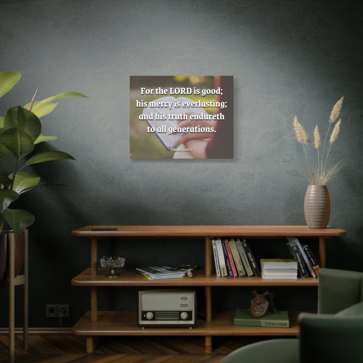 Scripture Canvas Mercy Is Everlasting Psalms 100:5 Christian Wall Art Bible Verse Print Ready to Hang-Express Your Love Gifts