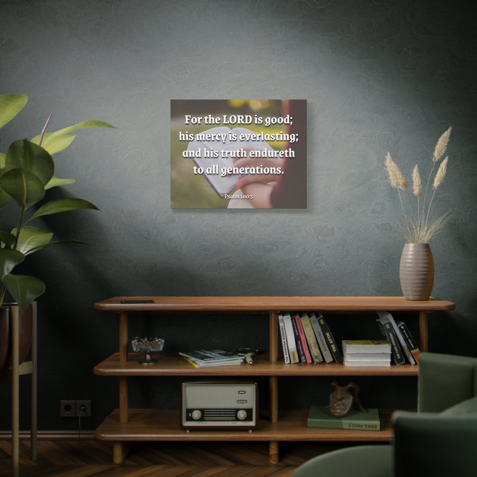 Scripture Canvas Mercy Is Everlasting Psalms 100:5 Christian Wall Art Bible Verse Print Ready to Hang-Express Your Love Gifts